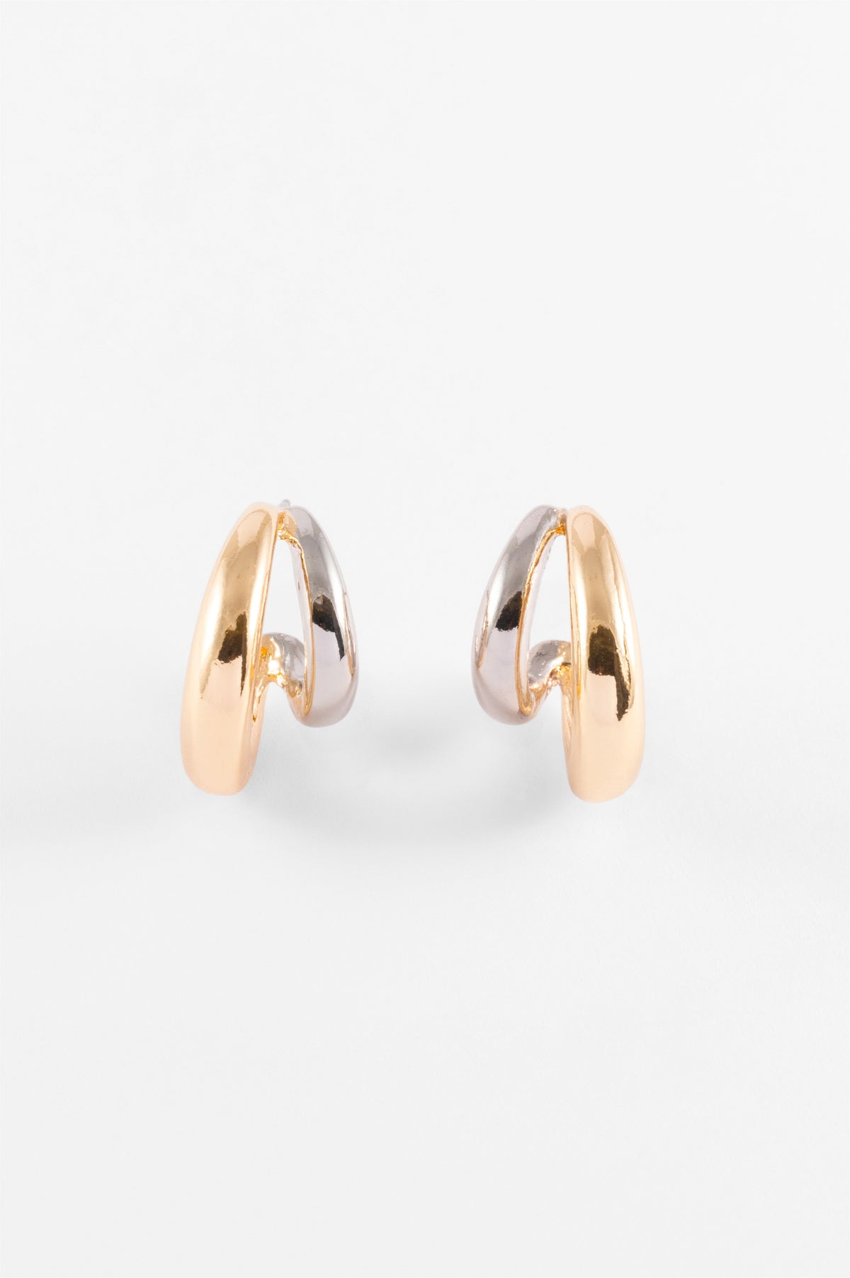 TWO TONE LAYERED HOOP EARRING