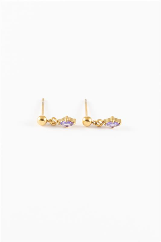 GOLD AMY FEBRUARY CZ STUD DROP EARRING
