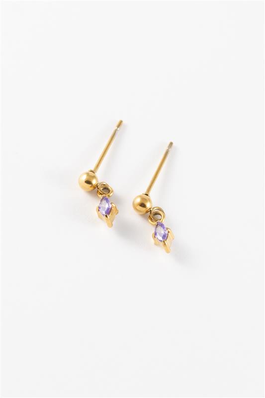 GOLD AMY FEBRUARY CZ STUD DROP EARRING
