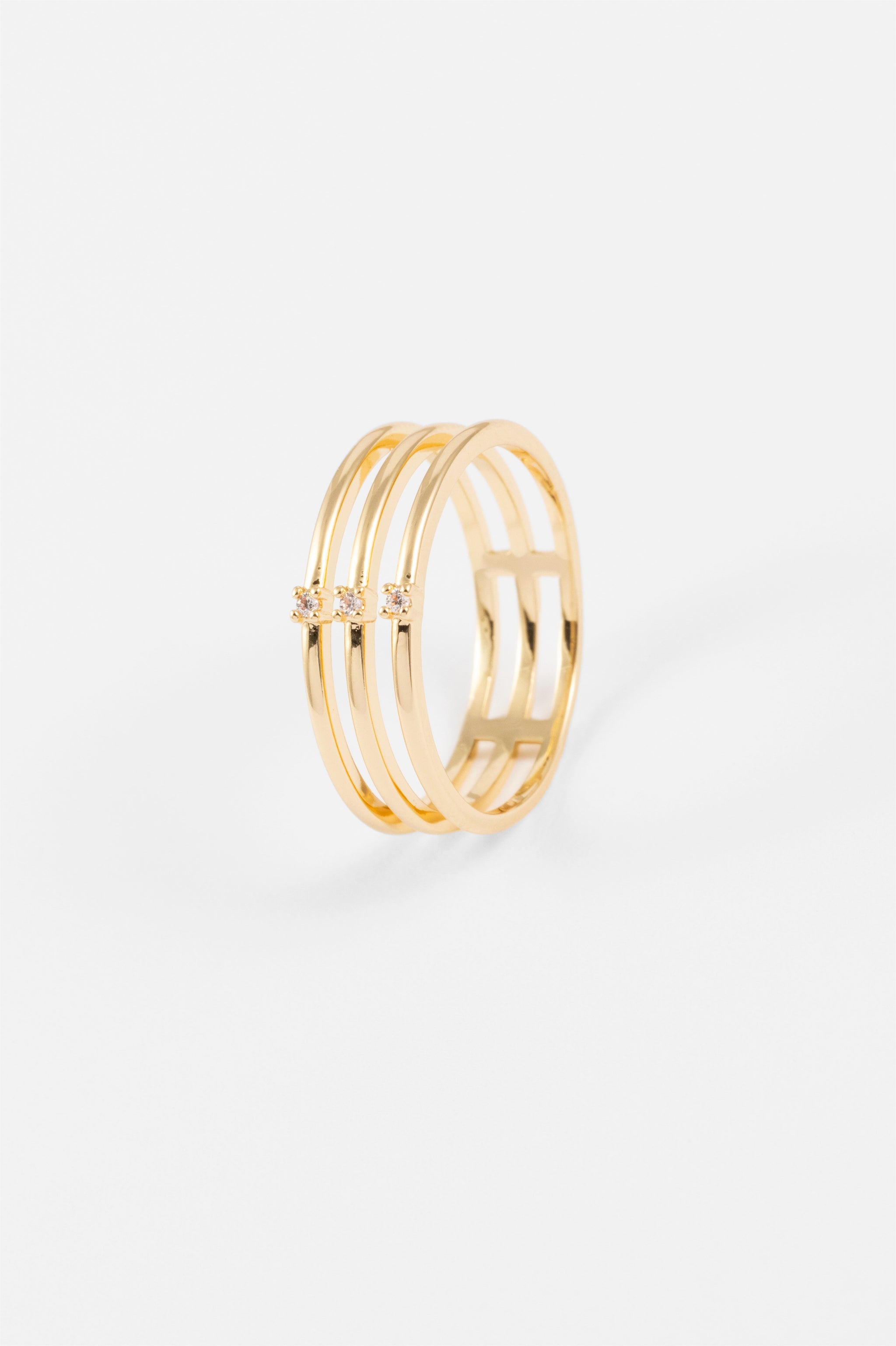 GOLD TRIPLE STACK CZ RING - ML