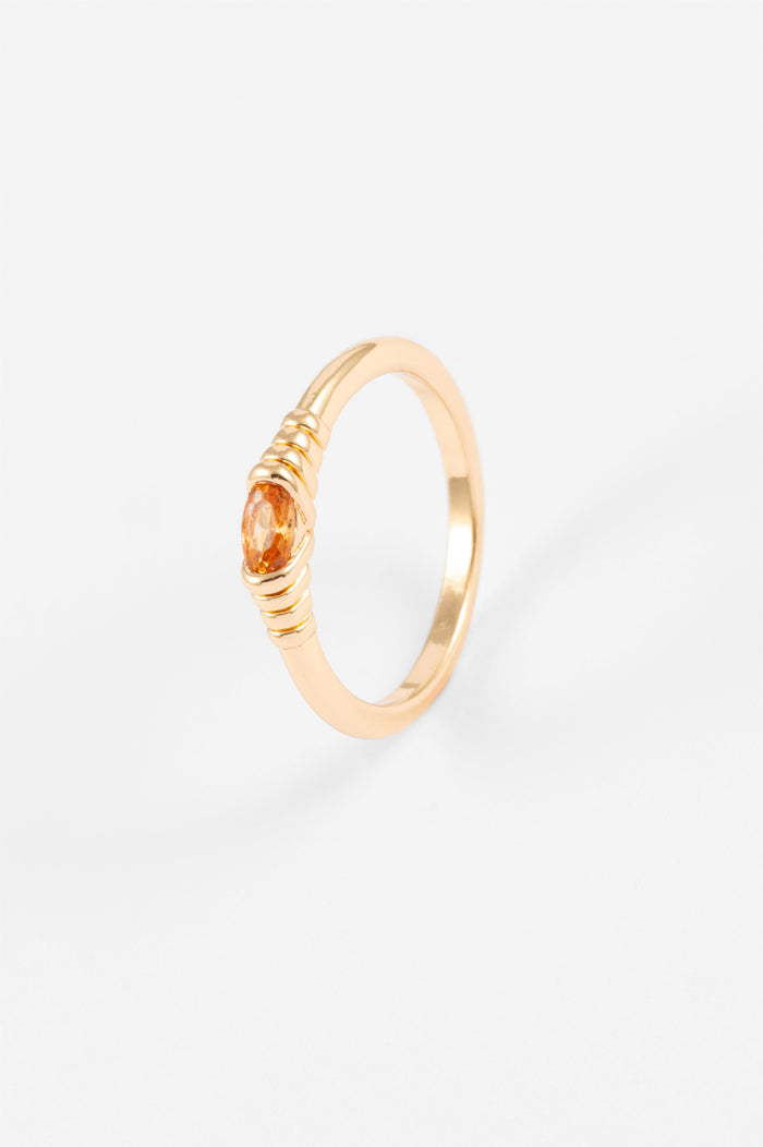 GOLD OVAL EMBEDDED STONE RING - ML