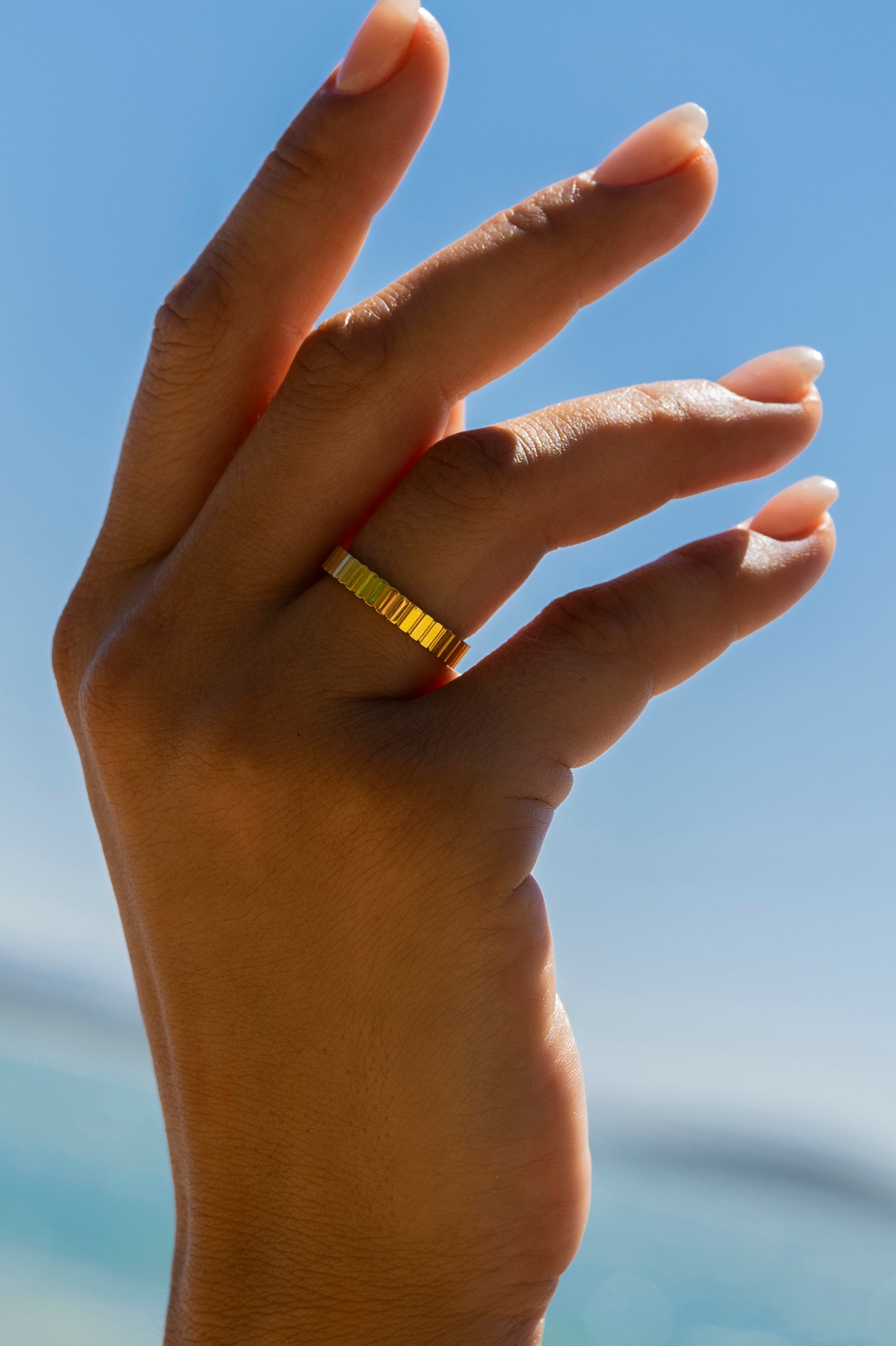 GOLD RIBBED BAND RING - ML