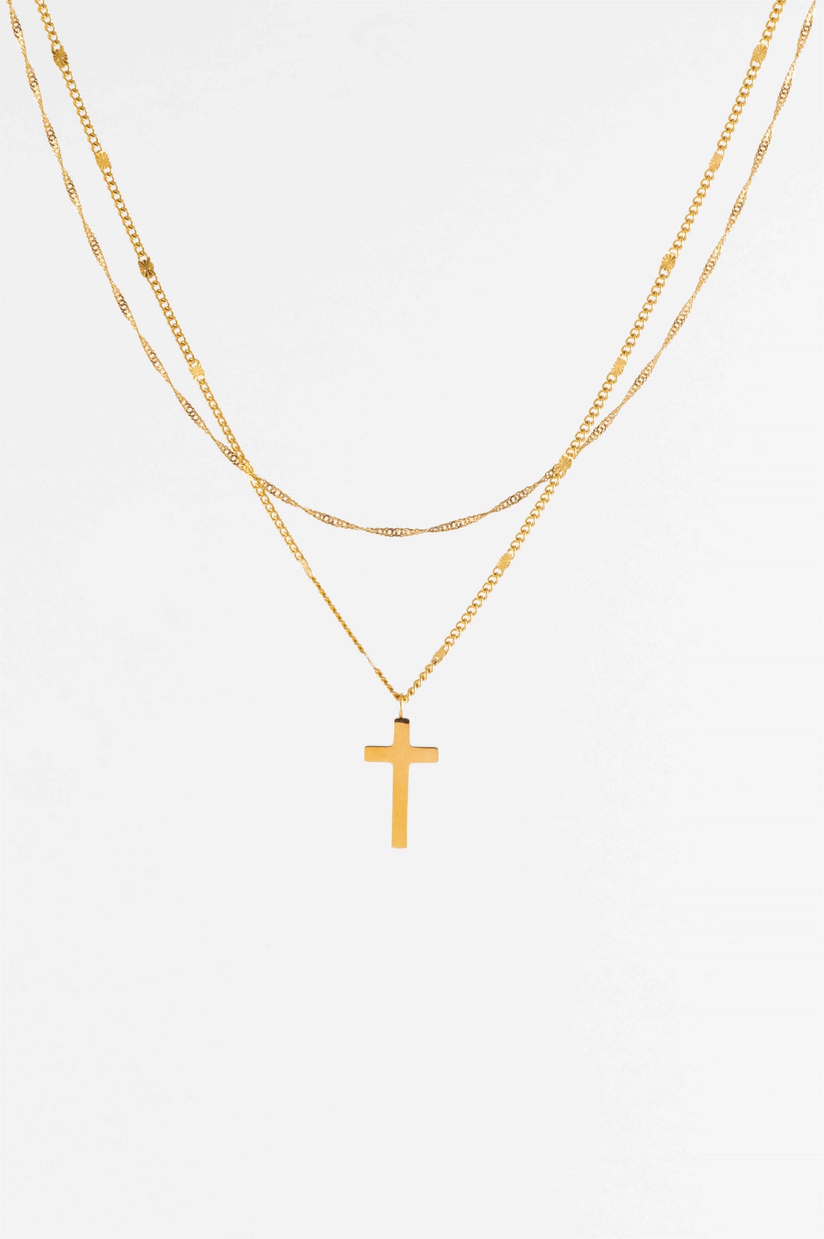 One String Cross Chain WATERPROOF GOLD MULTI STRAND CROSS CHAIN NECKLACE