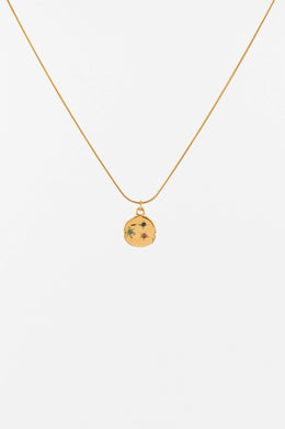 GOLD MOLTEN DISK PENDANT NECKLACE