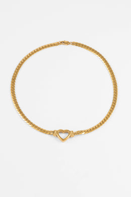 GOLD VINTAGE CHAIN HEART LINKING NECKLACE
