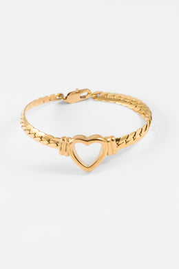 GOLD VINTAGE CHAIN HEART LINKING BRACELET