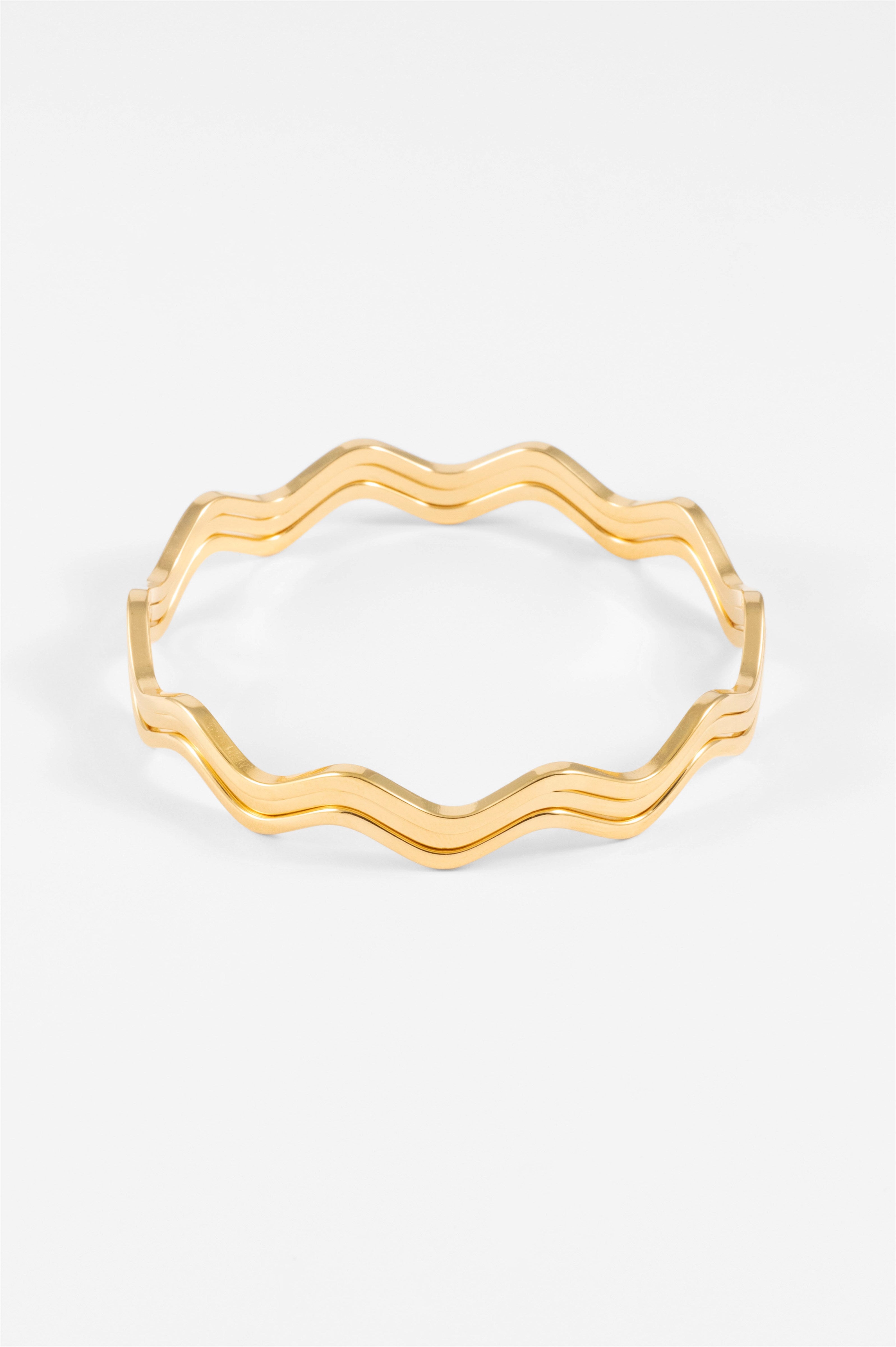 WATERPROOF GOLD MULTI-PACK ZIG ZAG BANGLES
