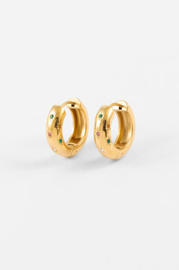 GOLD EMBEDDED CRYSTAL HUGGIE HOOP EARRING