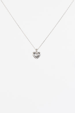 SILVER DAINTY HEART CHARM PENDANT NECKLACE