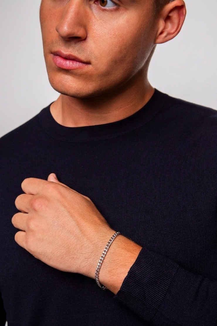 RHODIUM 5MM WIDE CHAIN BRACELET