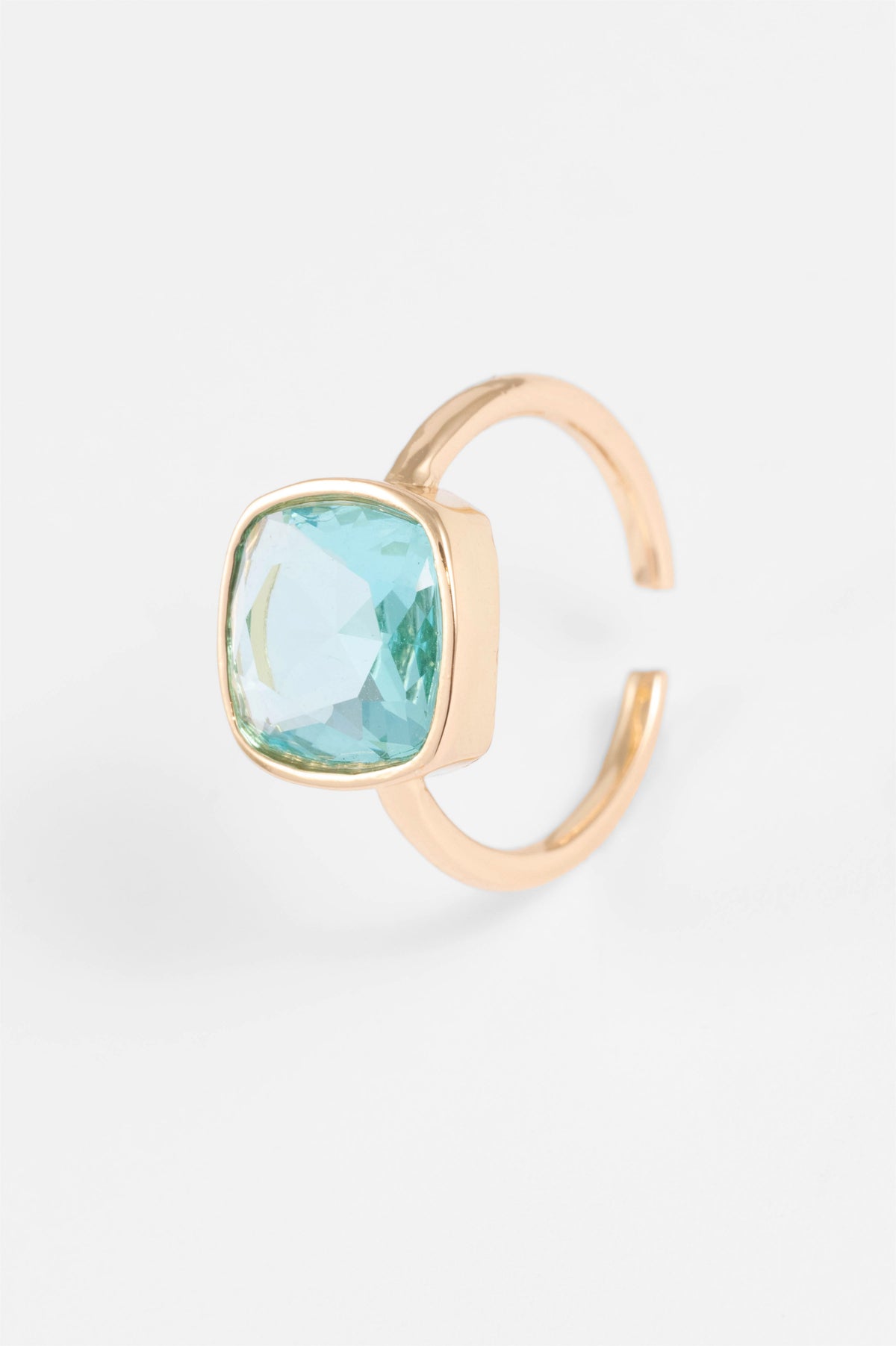 GOLD AQUA STATEMENT COCKTAIL ADJUSTABLE RING
