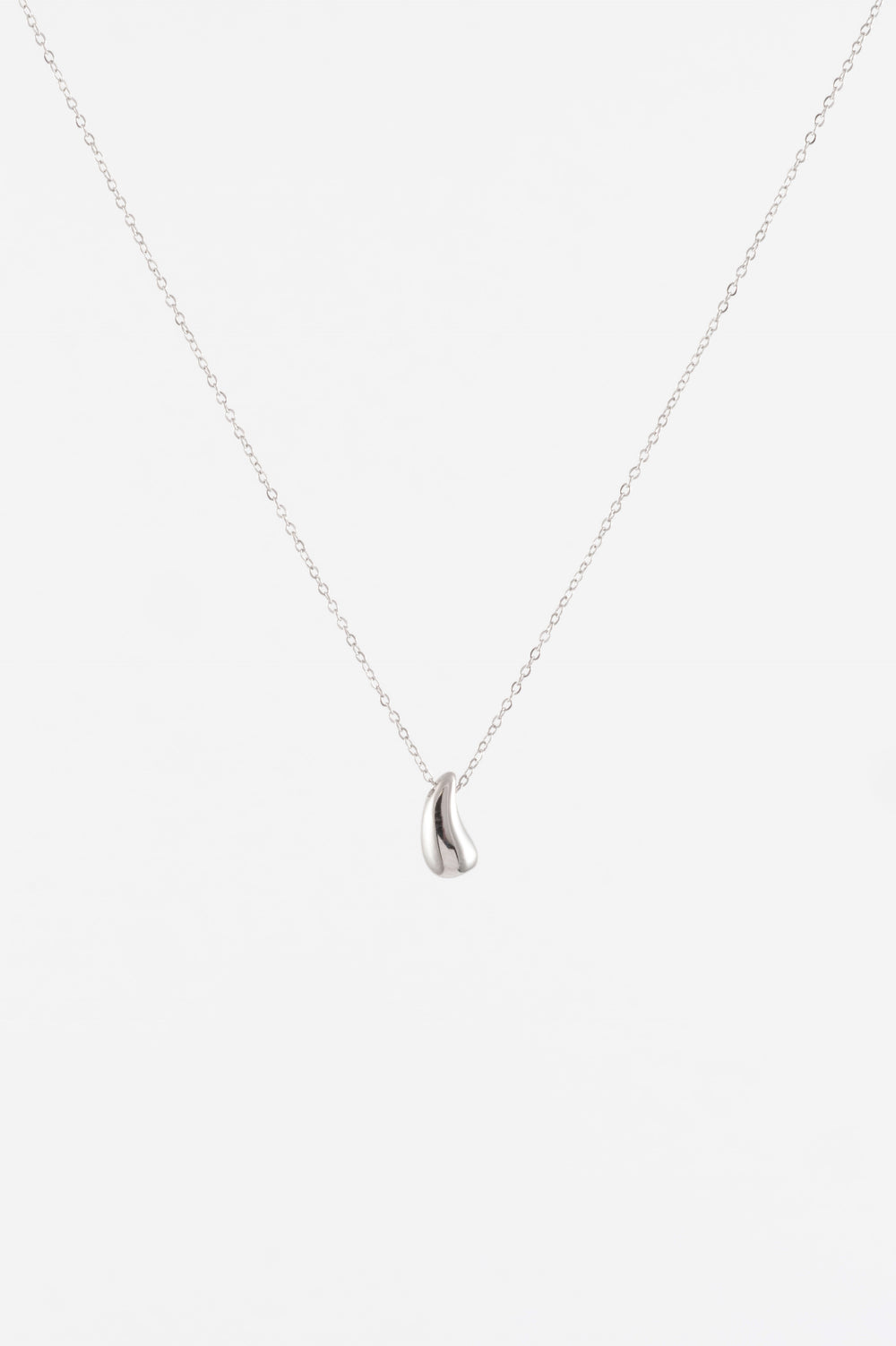 WATERPROOF SILVER MINI TEARDROP PENDANT NECKLACE