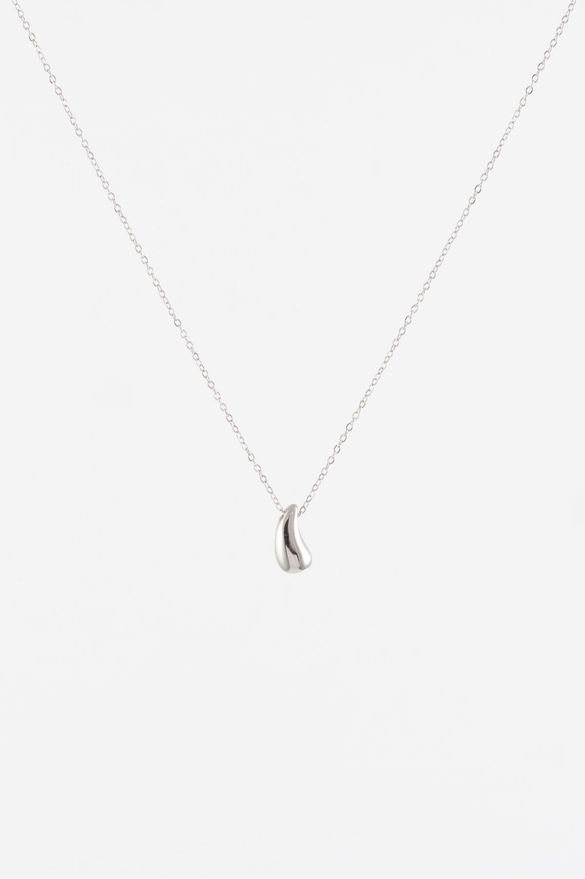 WATERPROOF SILVER MINI TEARDROP PENDANT NECKLACE