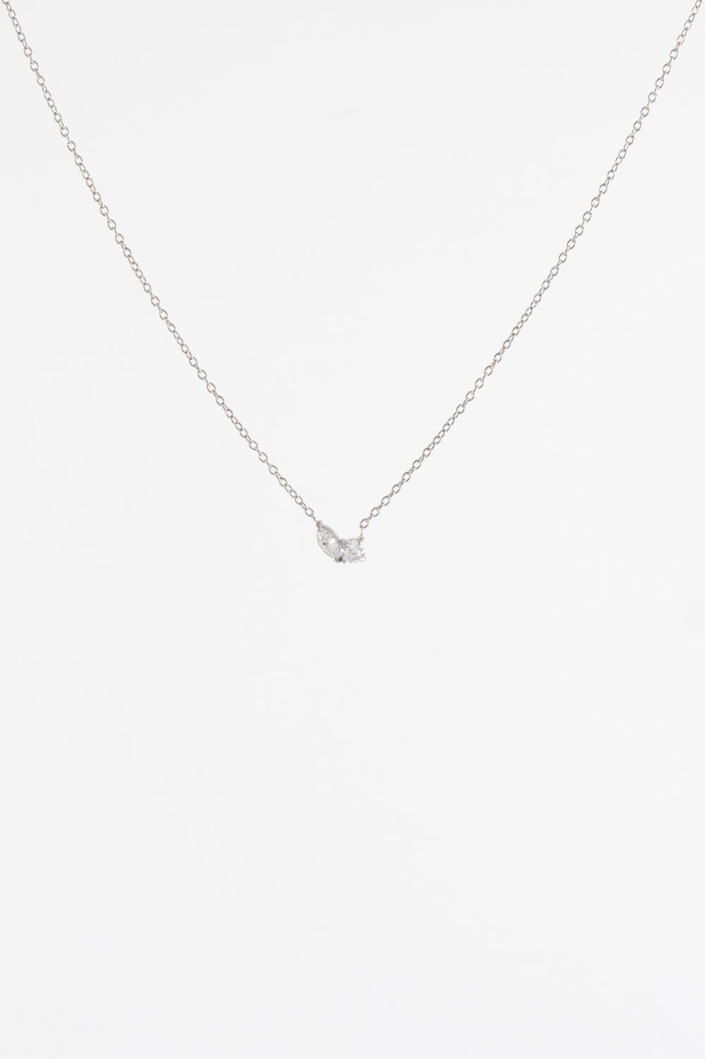 WATERPROOF SILVER FINE CHAIN CZ CLUSTER NECKLACE