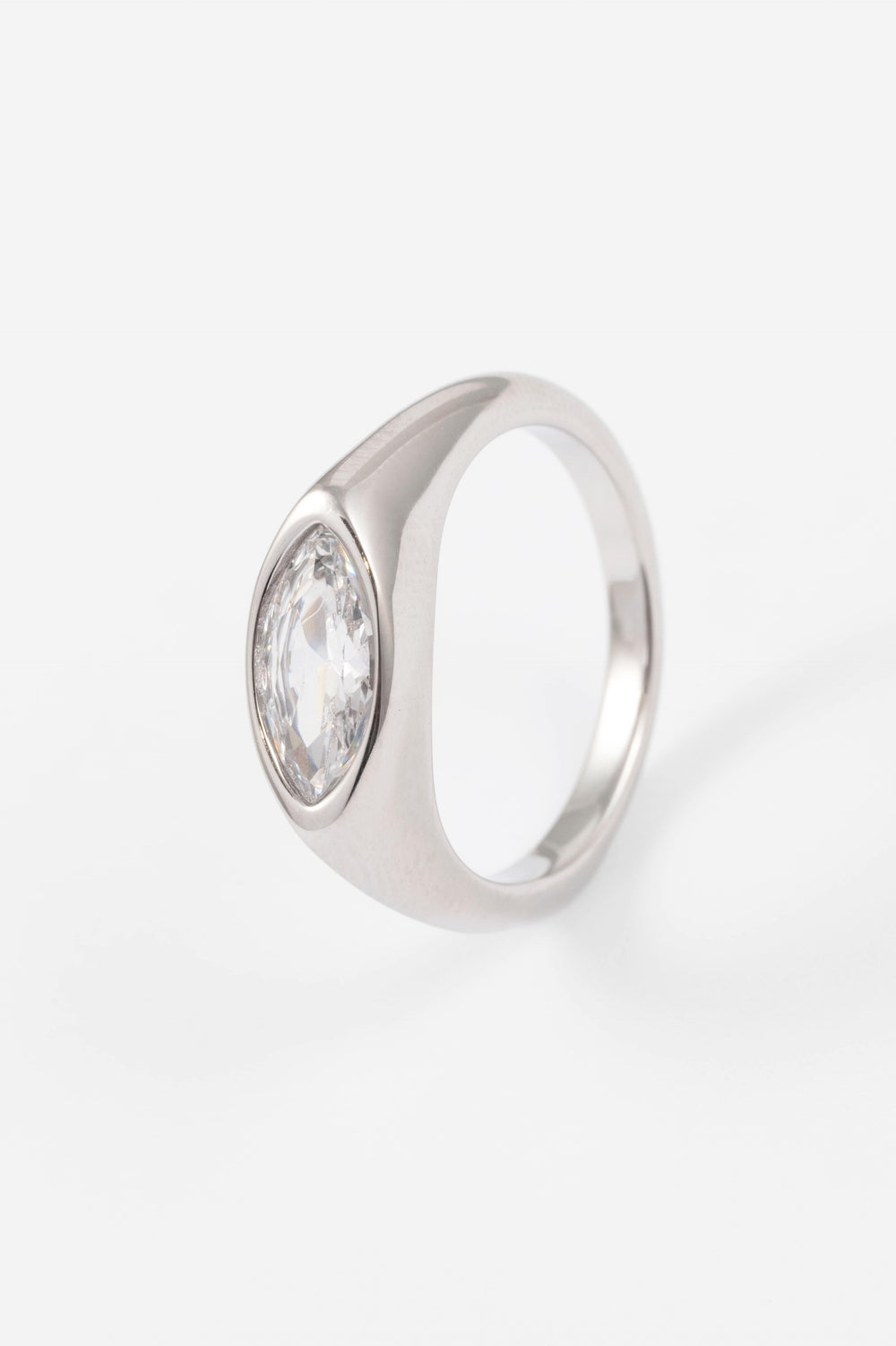 WATERPROOF SILVER EMBEDDED CZ STONE RING - SM