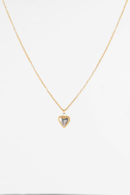 WP 2 TONE HEART CHARM PENDANT NECKLACE