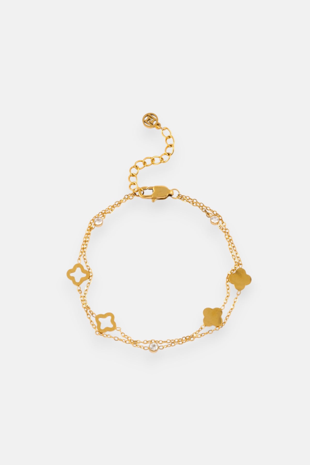 GOLD STATIONED FLOWER MULTI CHAIN BRACELET