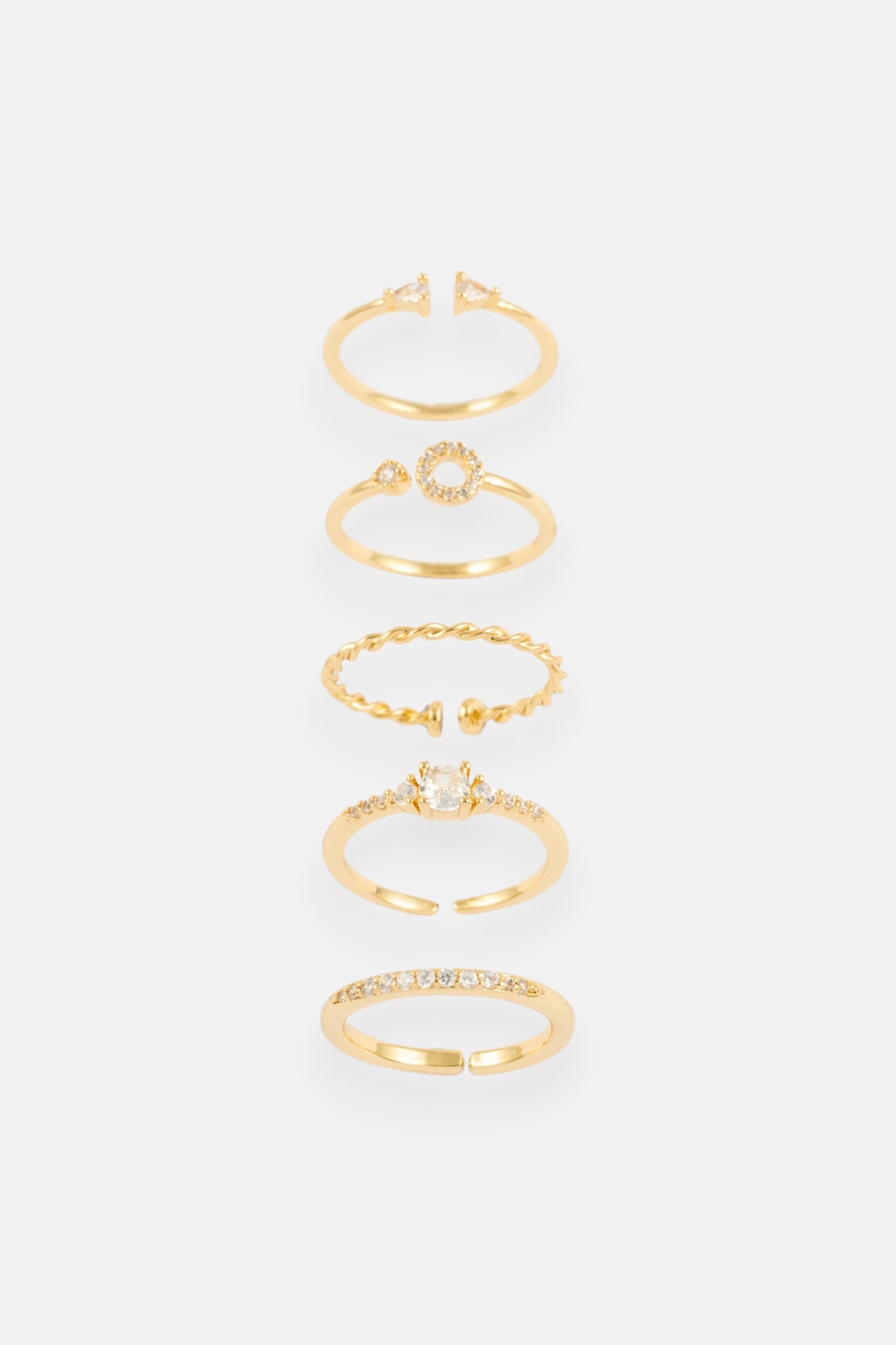 GOLD CZ PAVE CIRCLE 5 PACK ADJUSTABLE RING