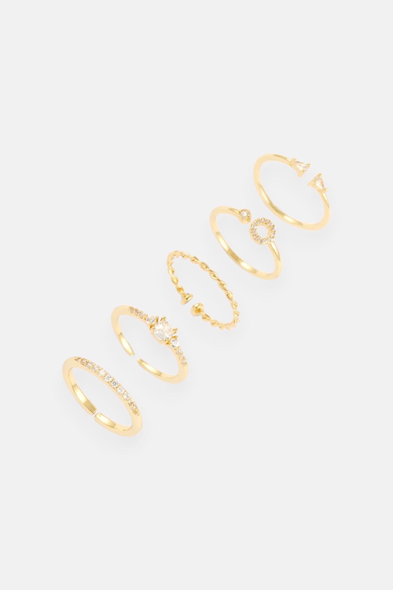 GOLD CZ PAVE CIRCLE 5 PACK ADJUSTABLE RING