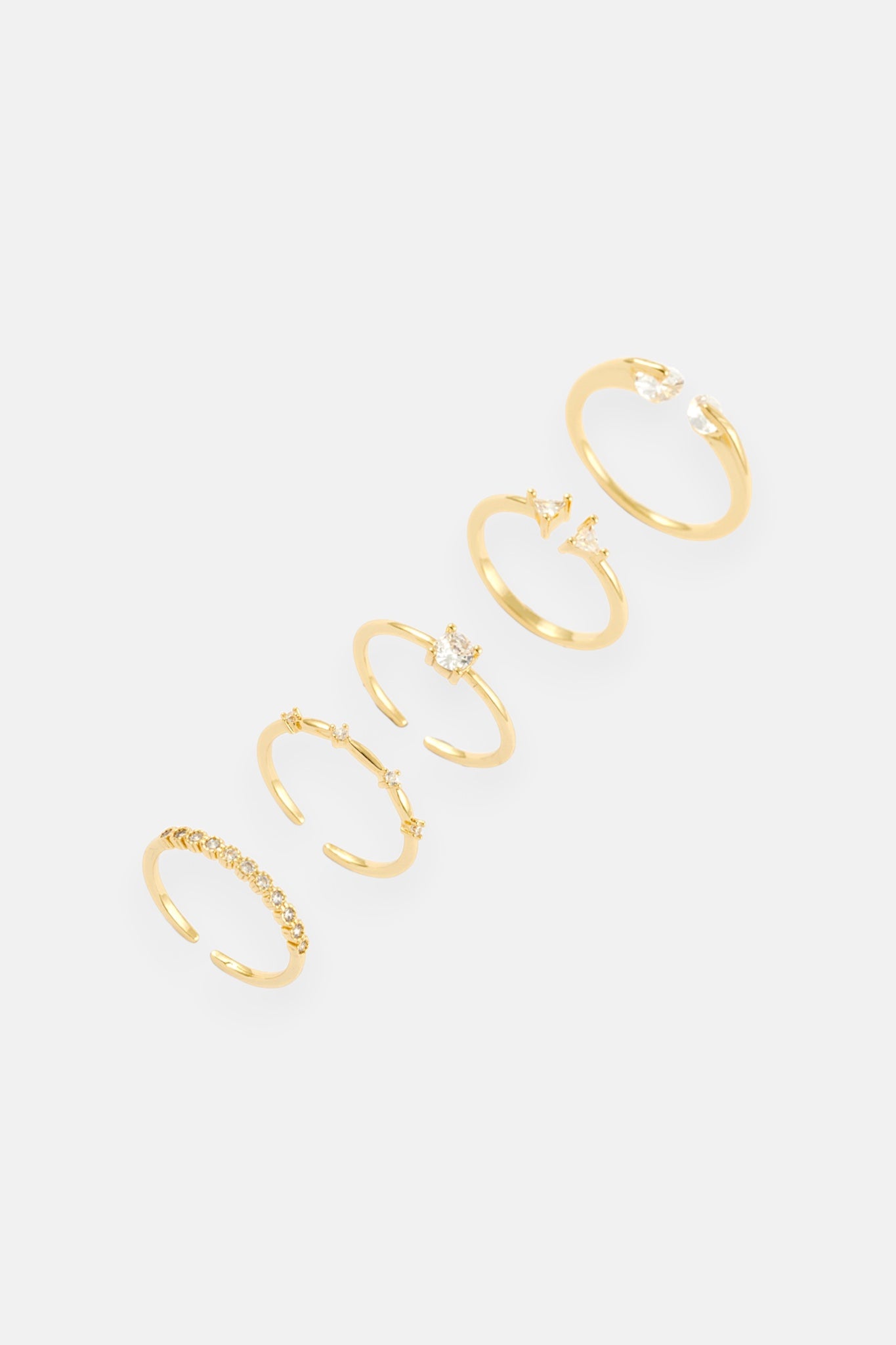 GOLD CZ TRIANGLE OPEN 5 PACK ADJUSTABLE RING