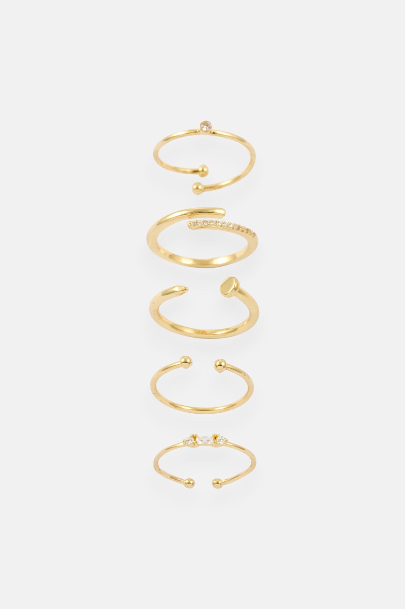 GOLD CZ TWIST 5 PACK ADJUSTABLE RING