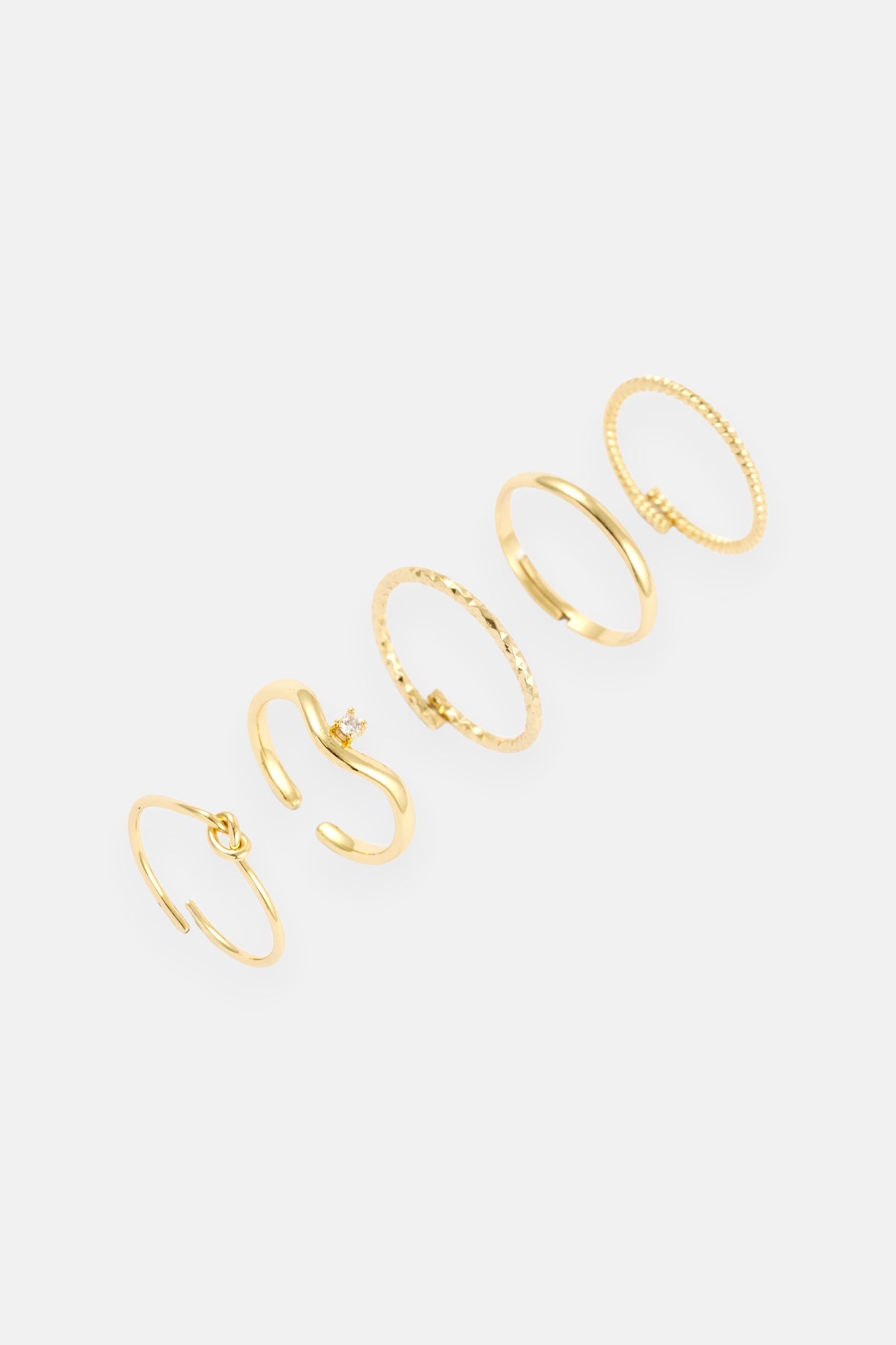 GOLD FLOATING CZ KNOT 5 PACK RING ADJUSTABLE