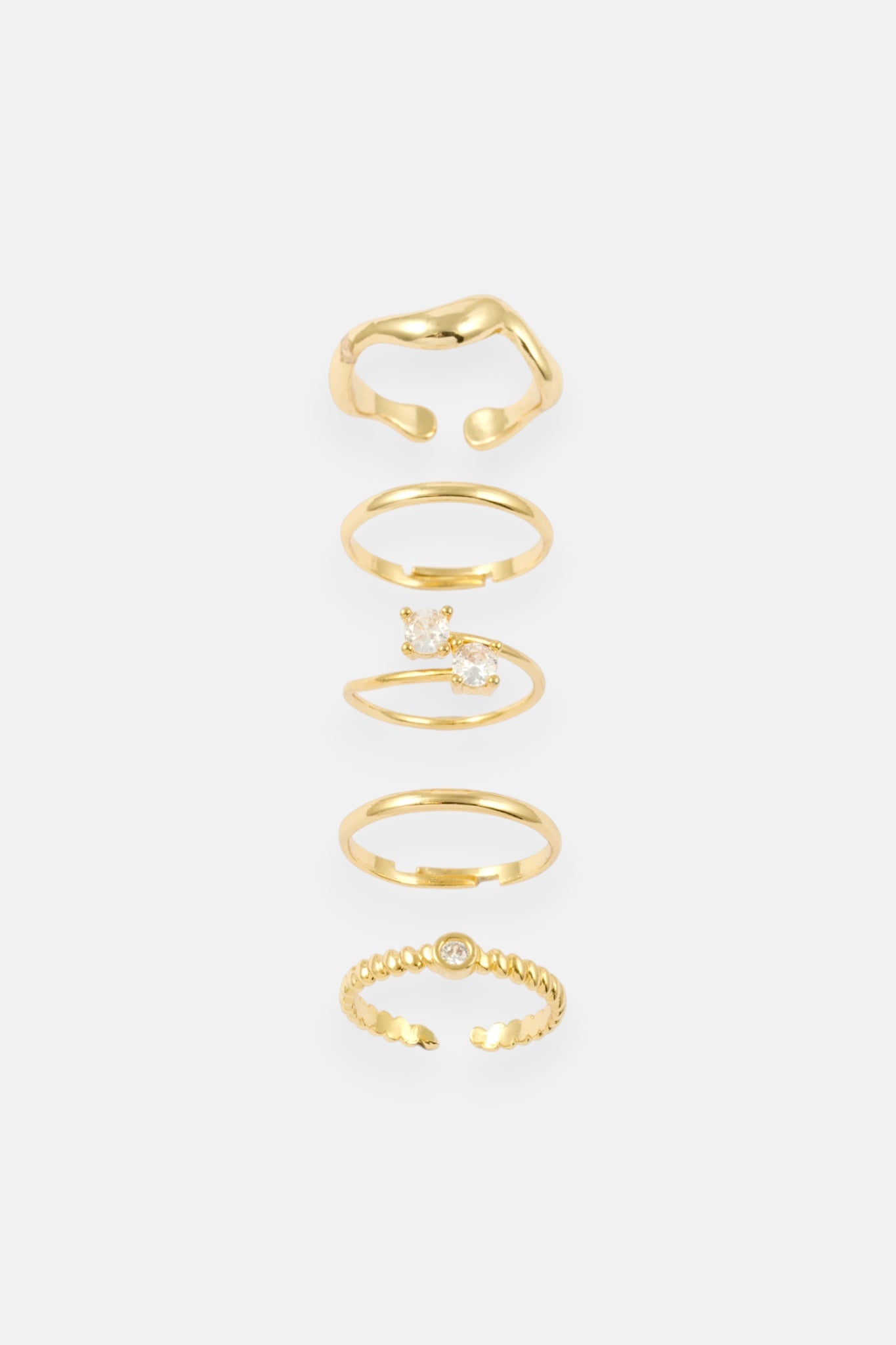 GOLD CZ WRAP 5 PACK RING ADJUSTABLE