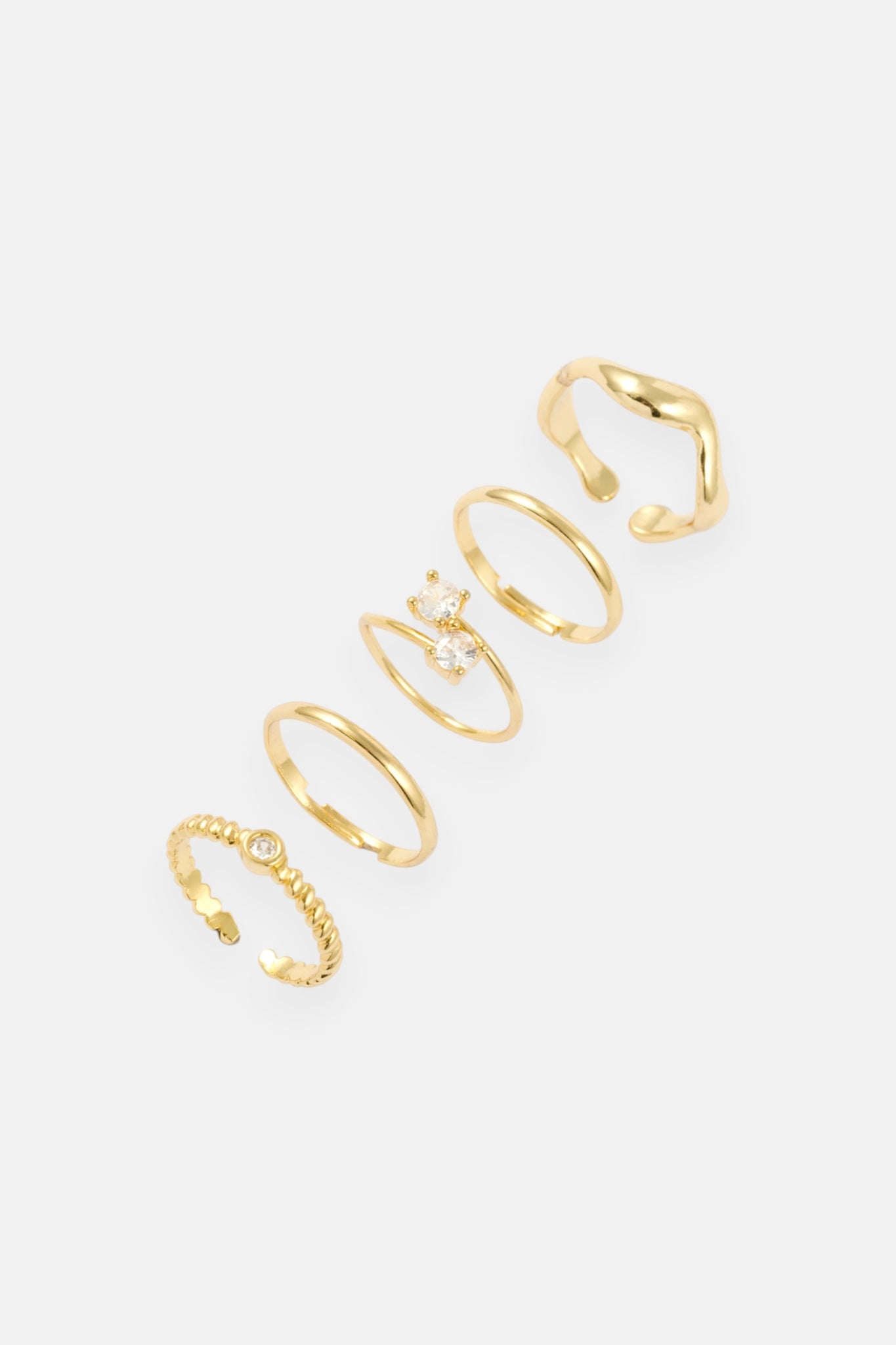 GOLD CZ WRAP 5 PACK RING ADJUSTABLE