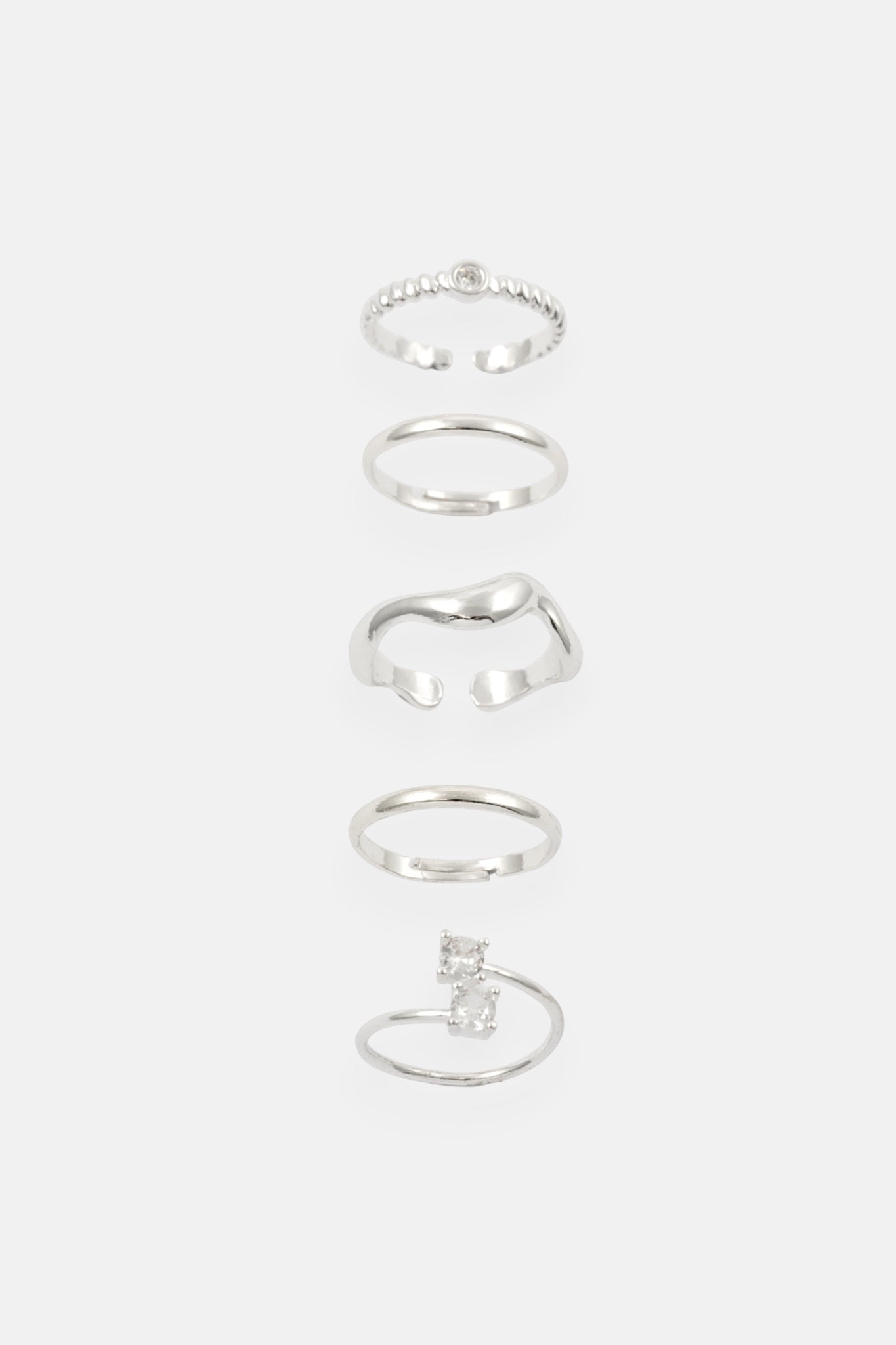 SILVER CZ WRAP 5 PACK RING ADJUSTABLE