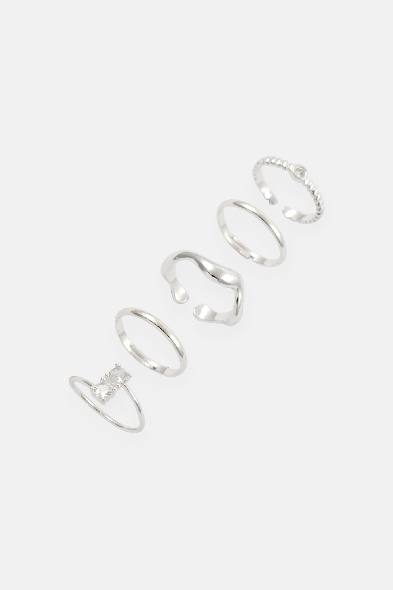 SILVER CZ WRAP 5 PACK RING ADJUSTABLE