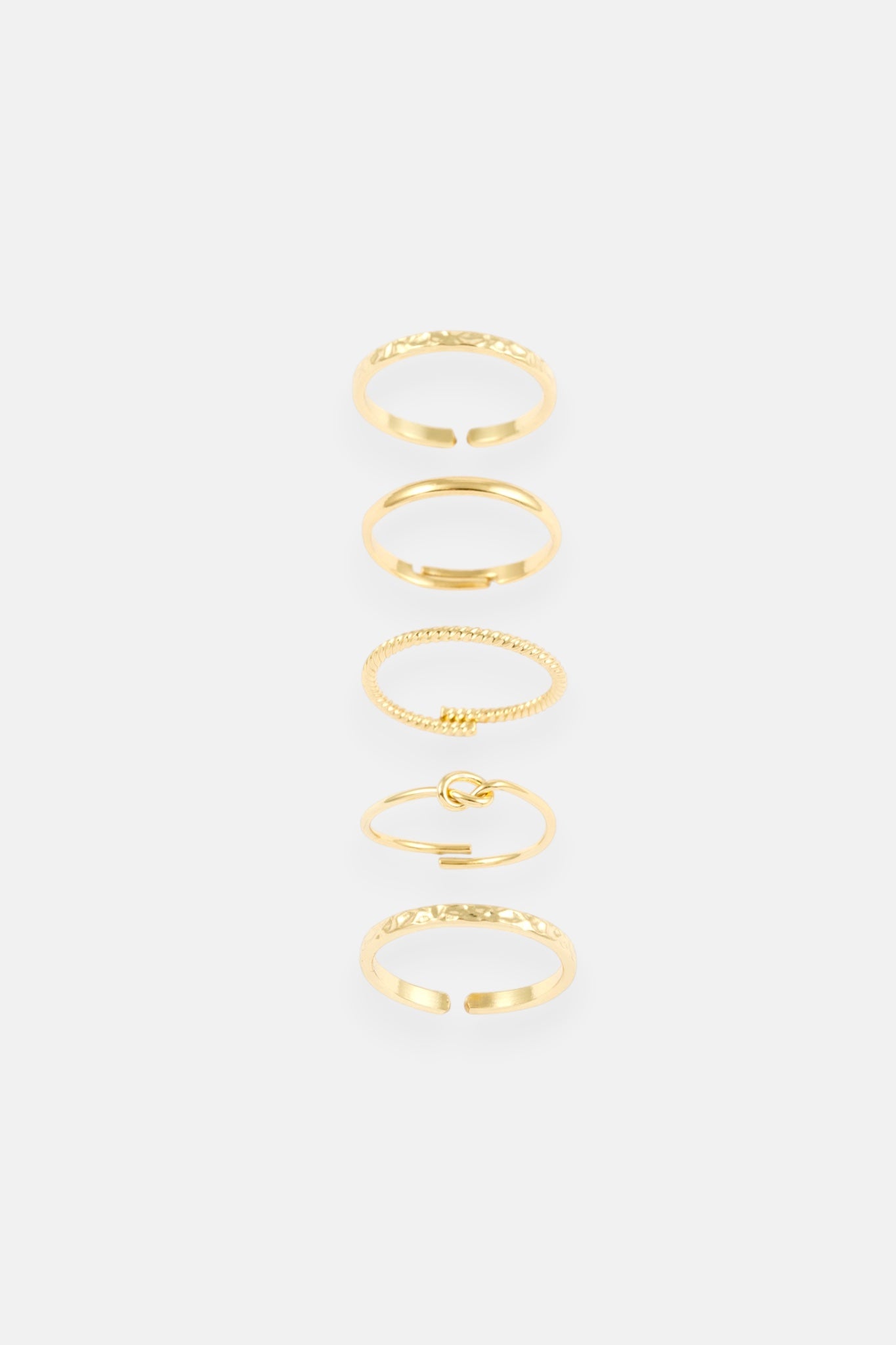 GOLD MULTI BAND KNOT 5 PACK RING ADJUSTABLE
