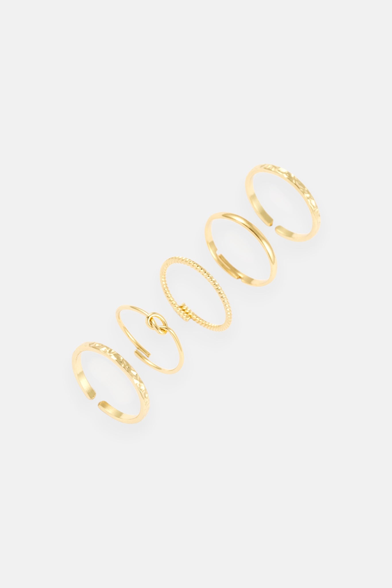 GOLD MULTI BAND KNOT 5 PACK RING ADJUSTABLE