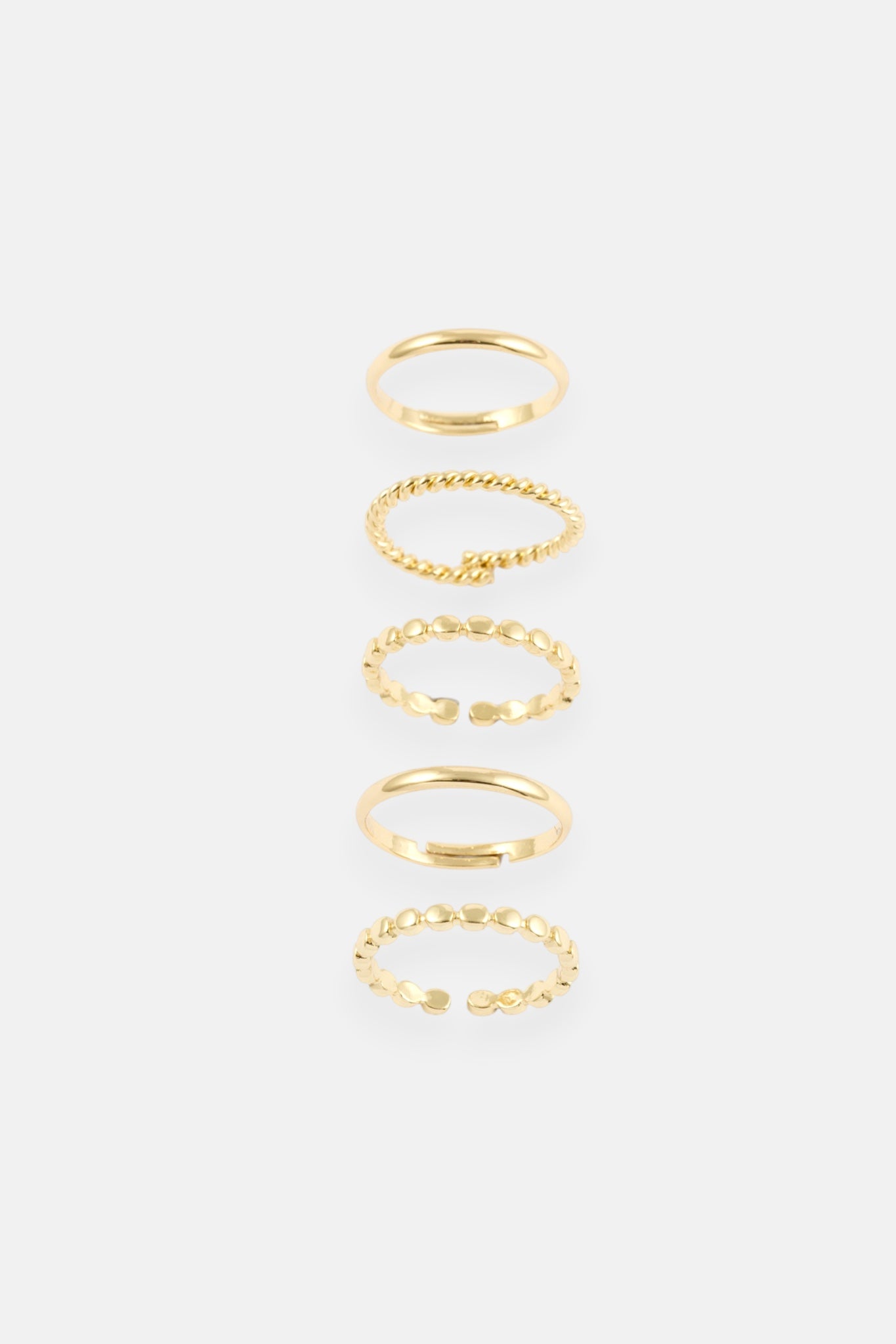 GOLD BEADED 5 PACK RING ADJUSTABLE