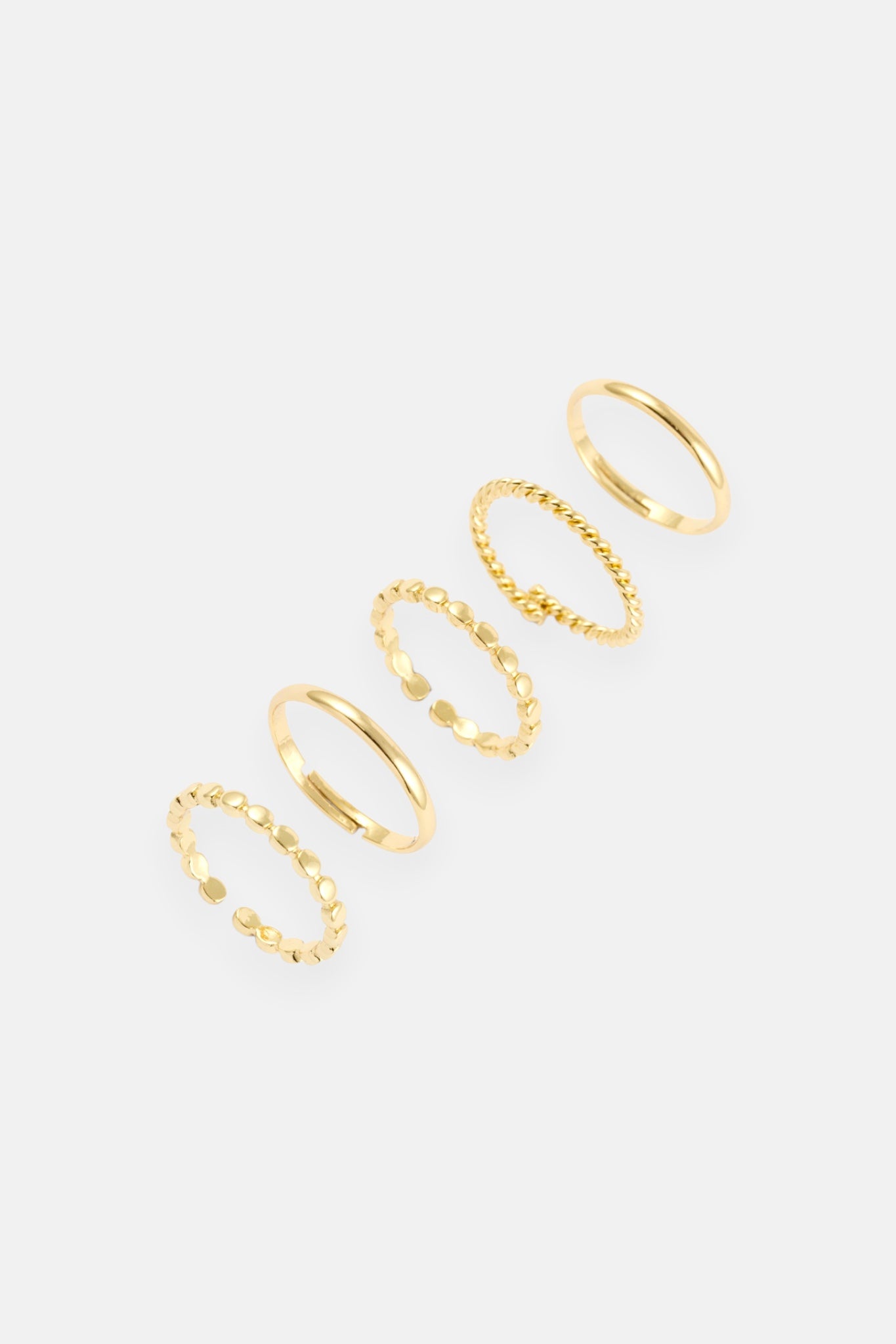 GOLD BEADED 5 PACK RING ADJUSTABLE