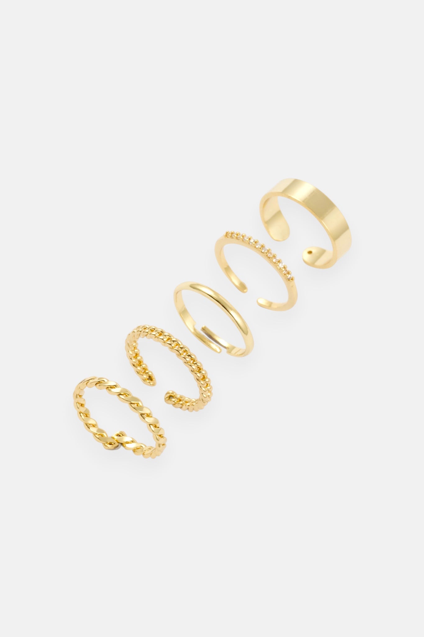 GOLD THICK POLISHED 5 PACK RING ADJUSTABLE