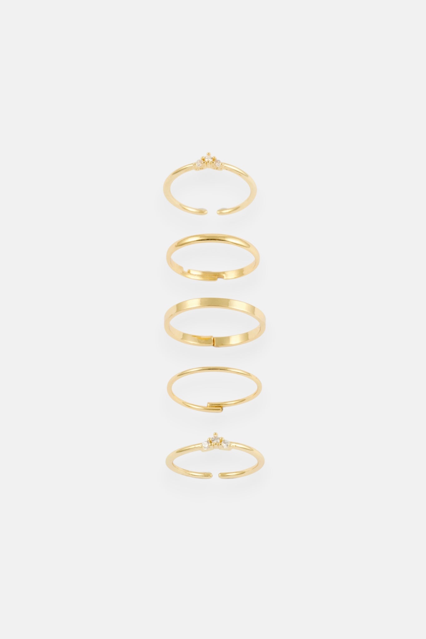 GOLD CZ DAINTY 5 PACK ADJUSTABLE RING