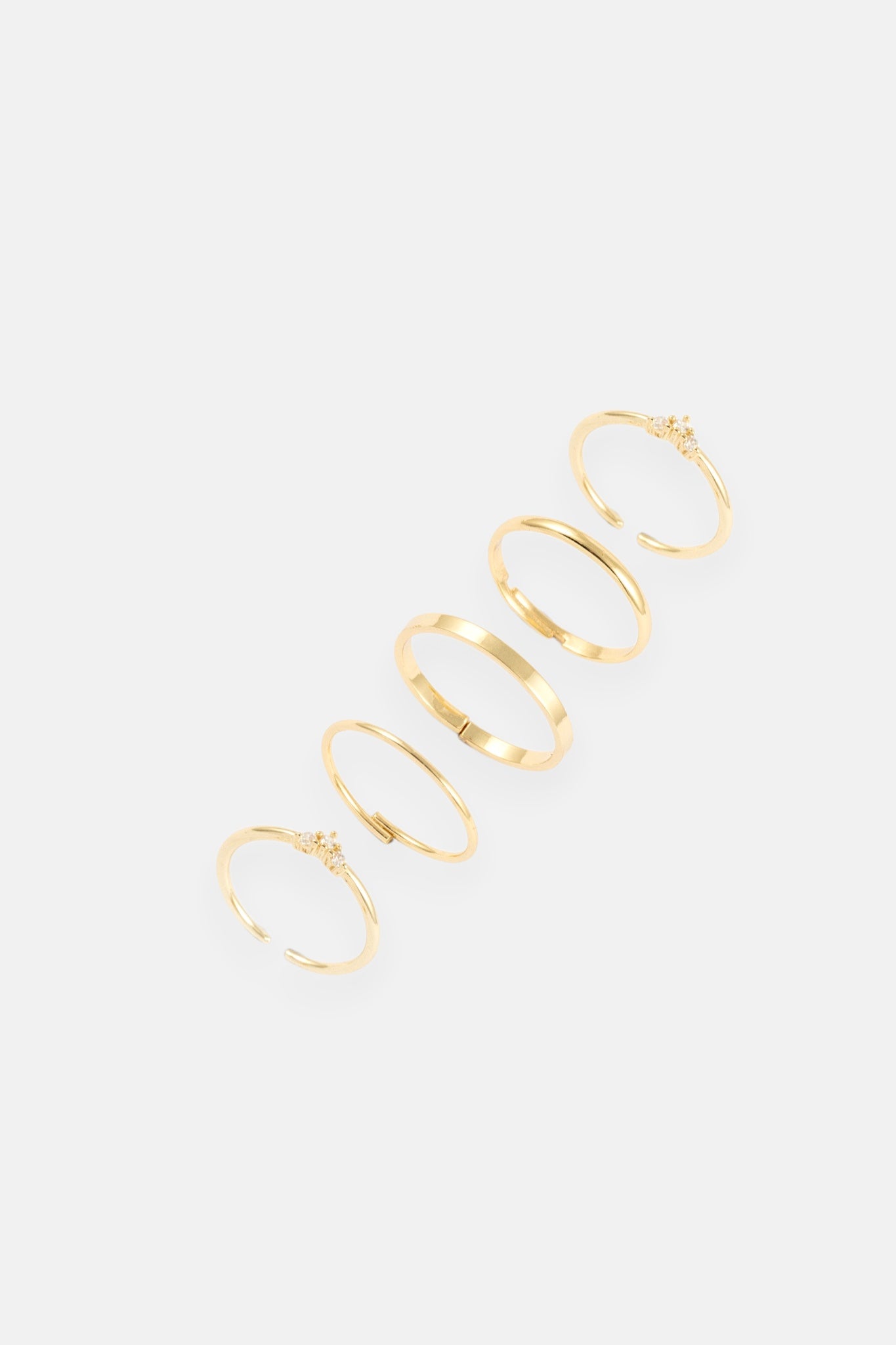 GOLD CZ DAINTY 5 PACK ADJUSTABLE RING