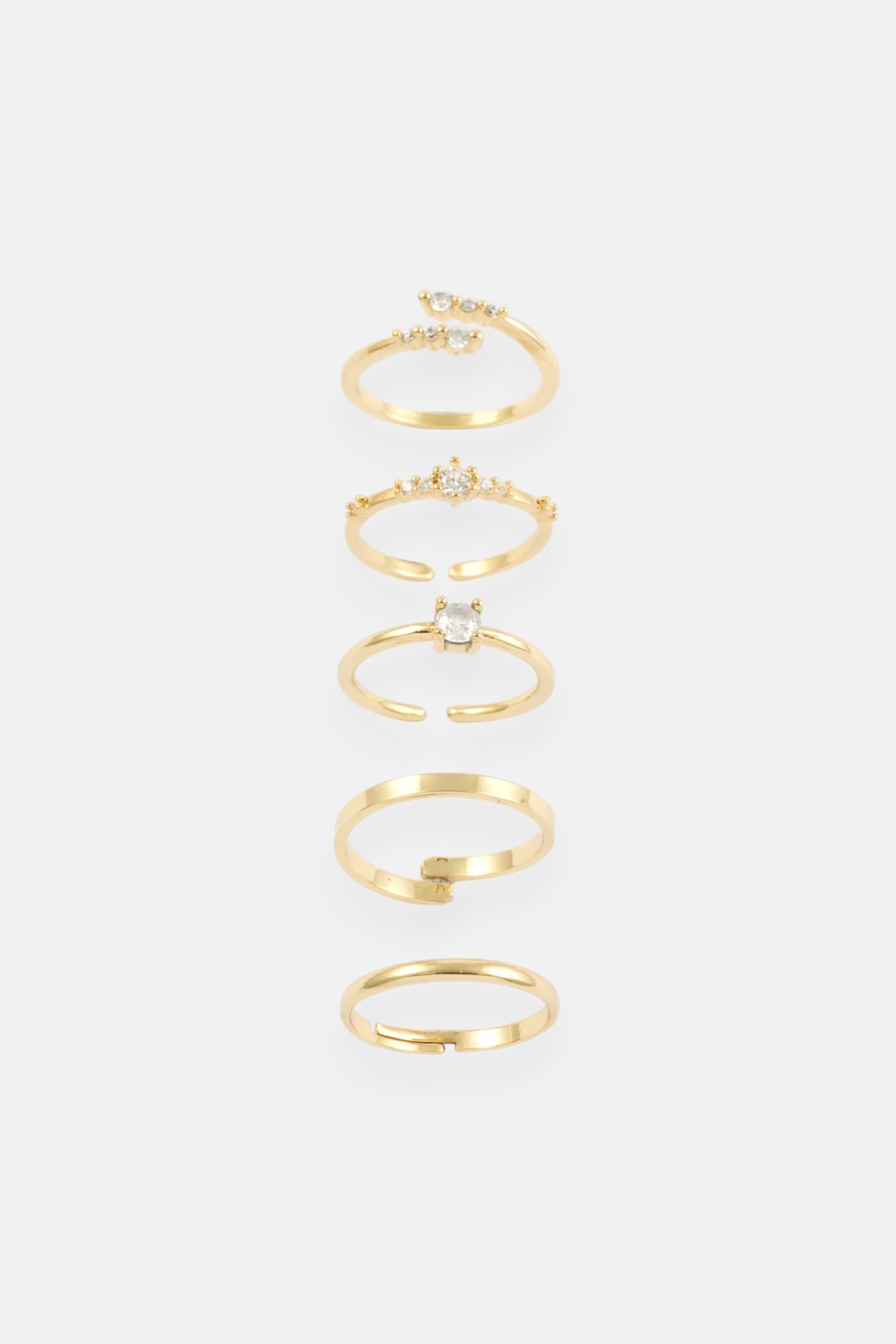 GOLD CZ CLASSIC DELICATE 5 PACK RING ADJUSTABLE