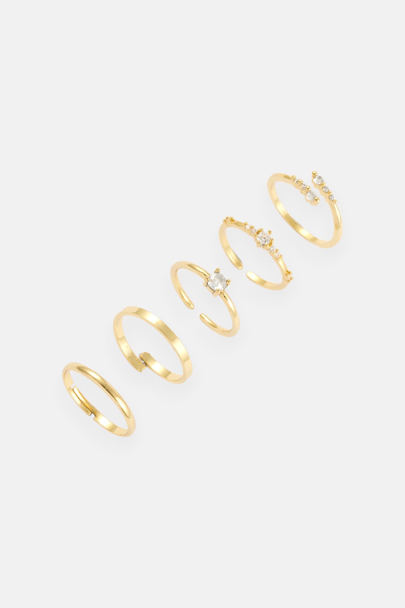 GOLD CZ CLASSIC DELICATE 5 PACK RING ADJUSTABLE
