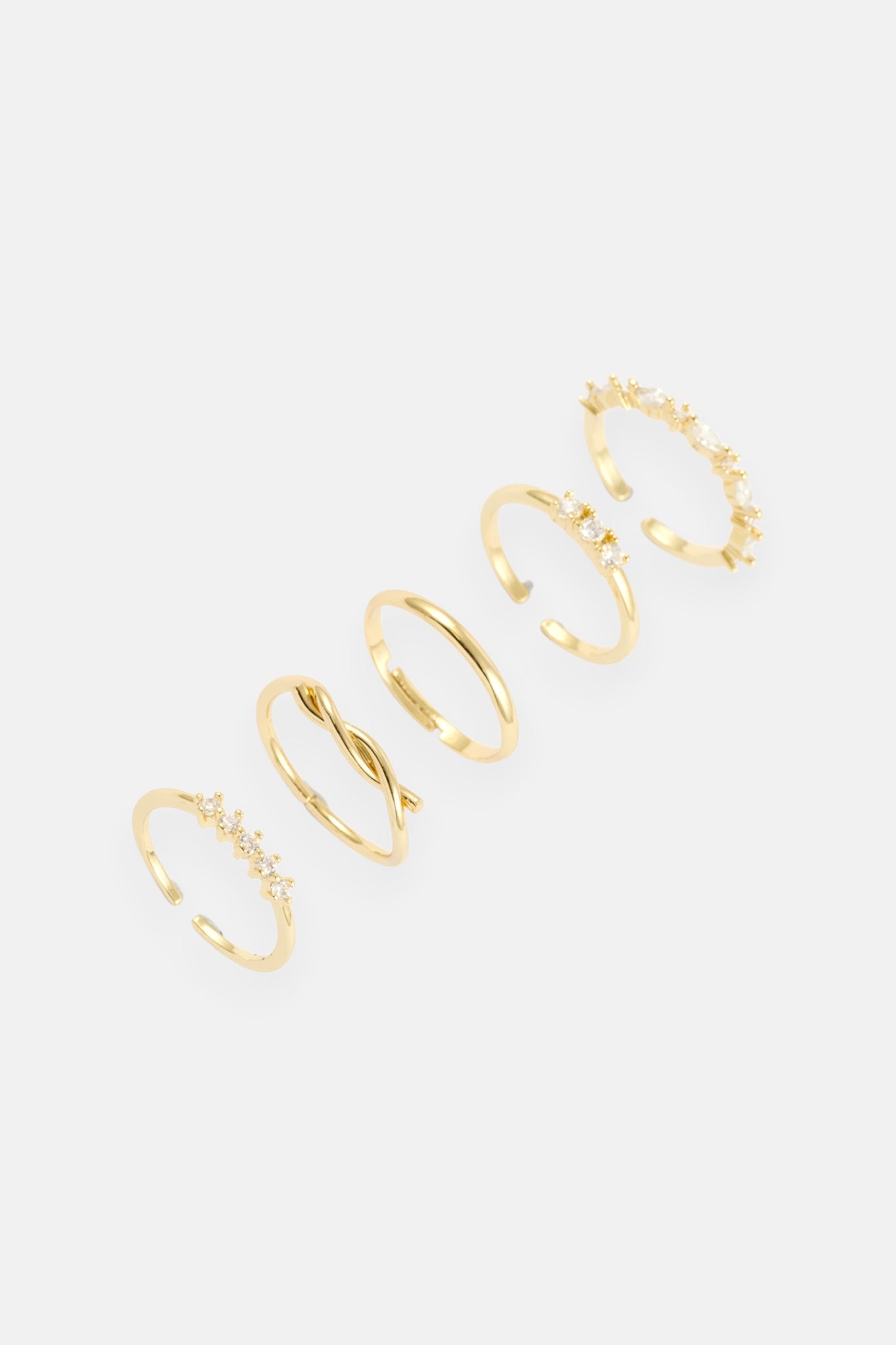 GOLD CZ TWIST 5 PACK ADJUSTABLE RING