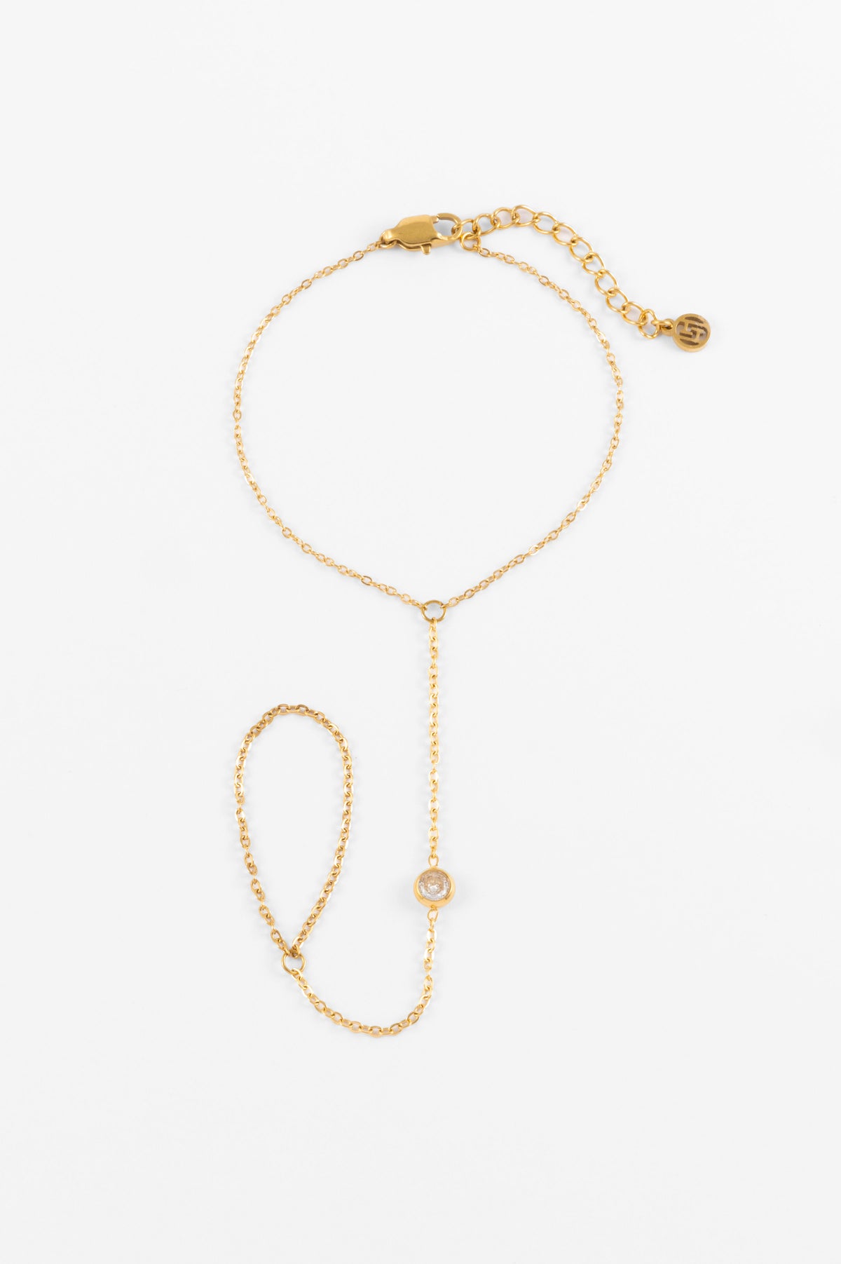 WATEPRROOF GOLD SINGLE STONE HAND CHAIN