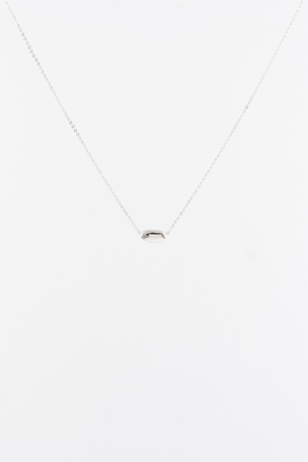 SILVER POLISHED PEBBLE PENDANT NECKLACE
