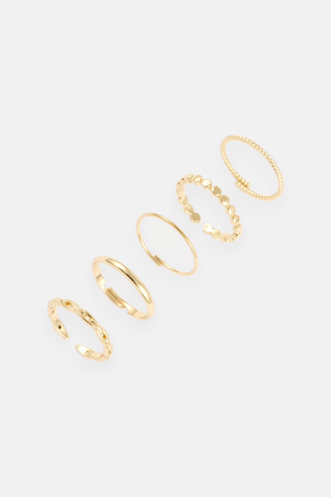GOLD POLISHED LINK ADJUSTABLE RING 5 PACK