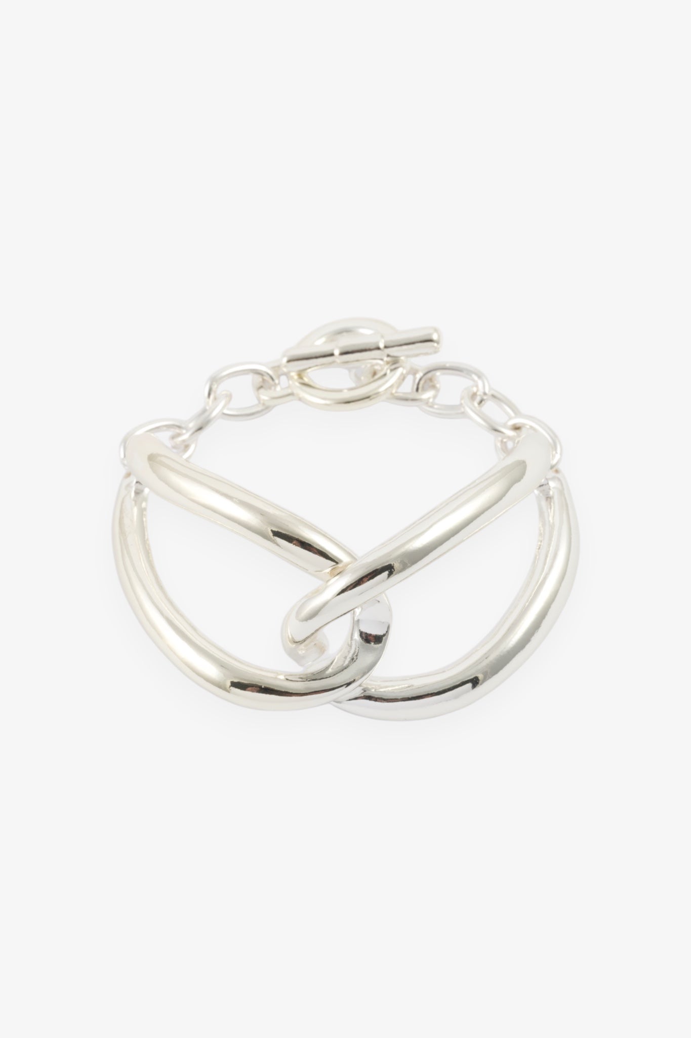 SILVER POLISHED LINK STATEMENT BRACELET