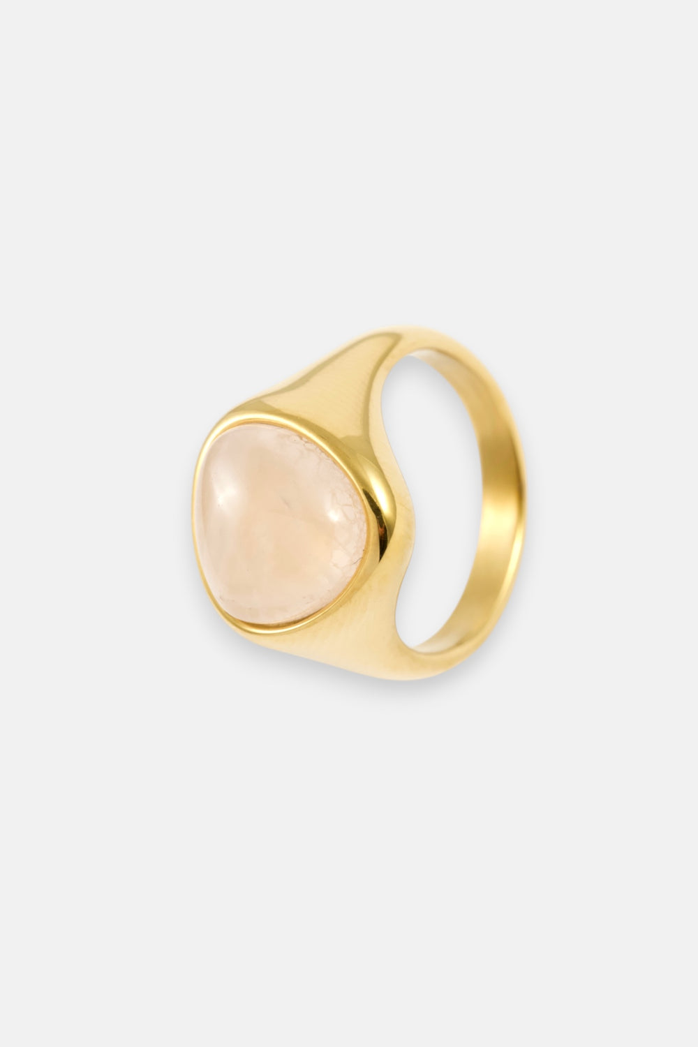 WATERPROOF GOLD ROSE QUARTZ STATEMENT RING - SM
