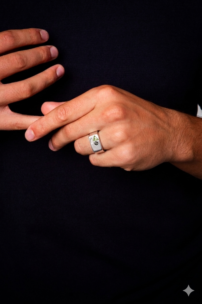 SILVER MULTI STONE RING - S/M
