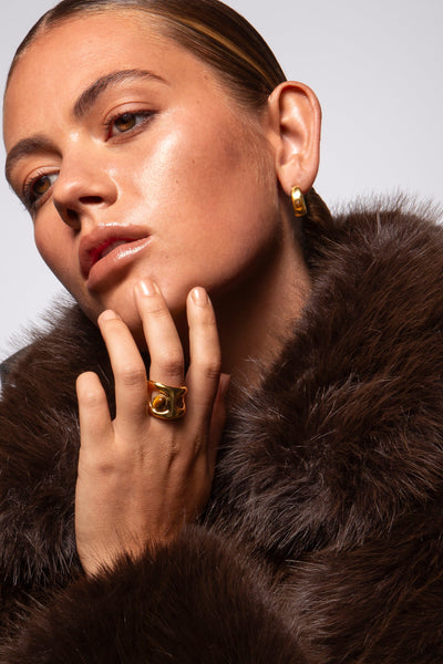 WP GOLD MODERN MOLTEN TIGERS EYE RING - SM