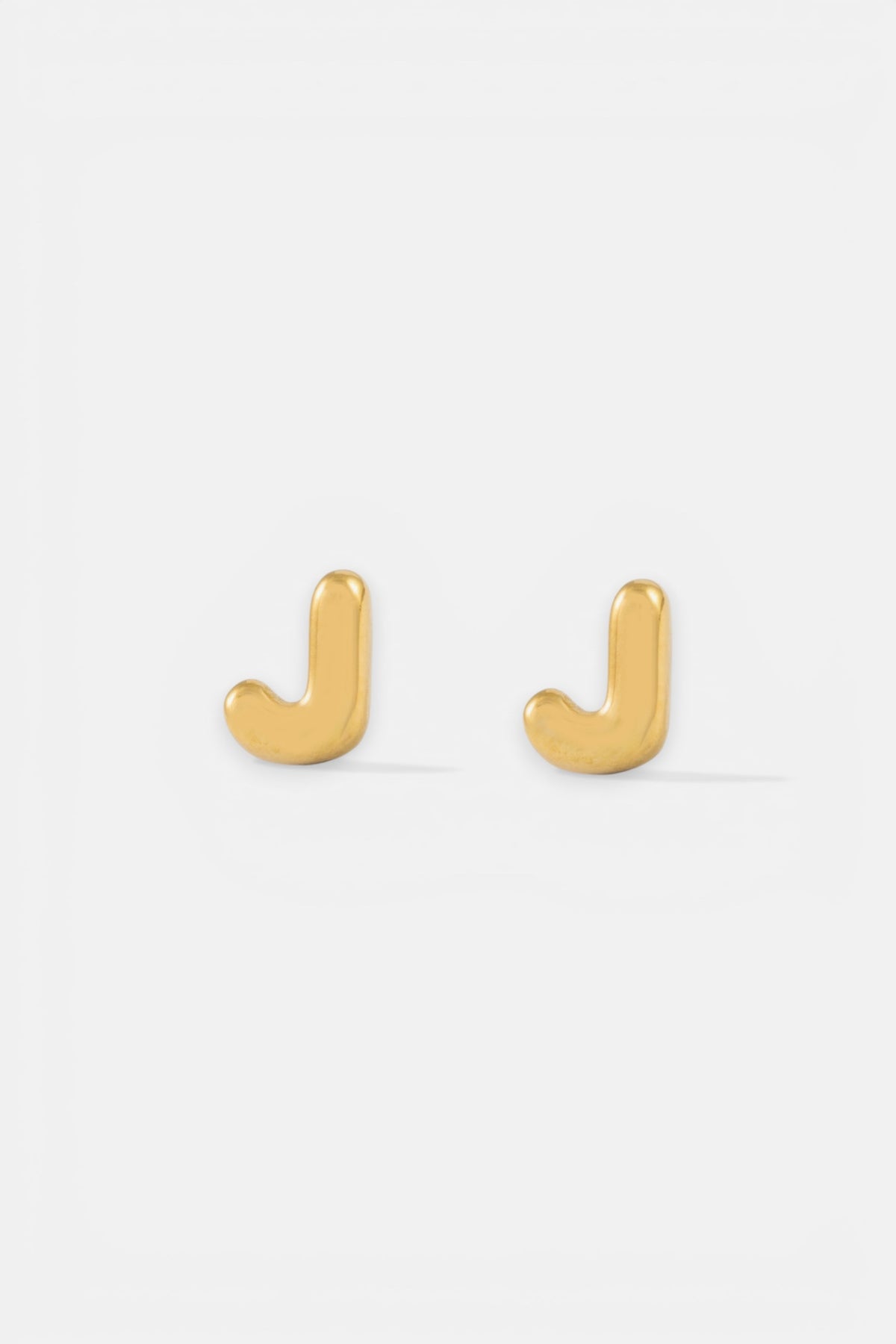 GOLD STAINLESS J INITIAL STUD EARRING