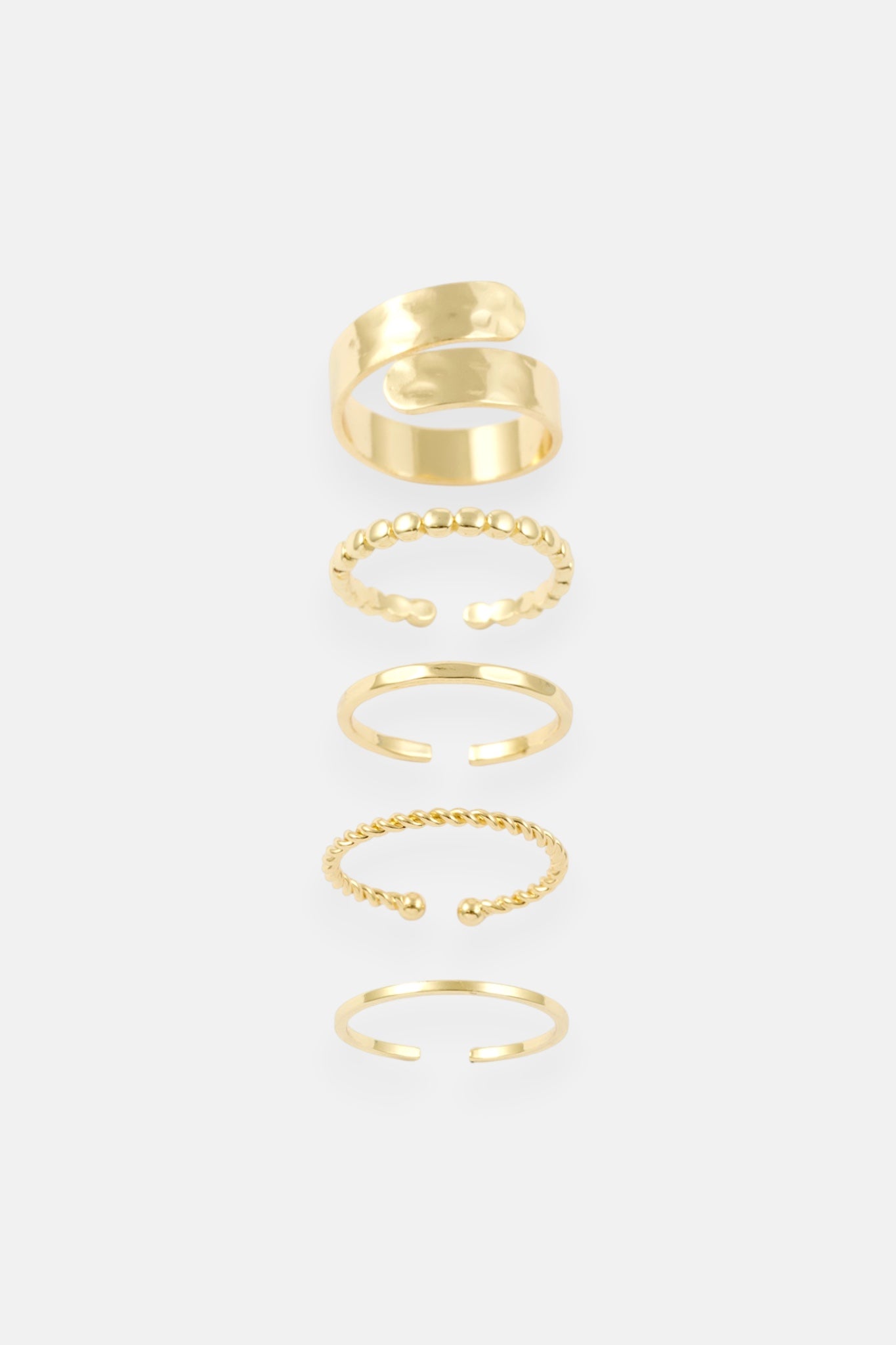 GOLD POLISHED MOLTEN CHUNKY WRAP 3 RING ADJ PACK