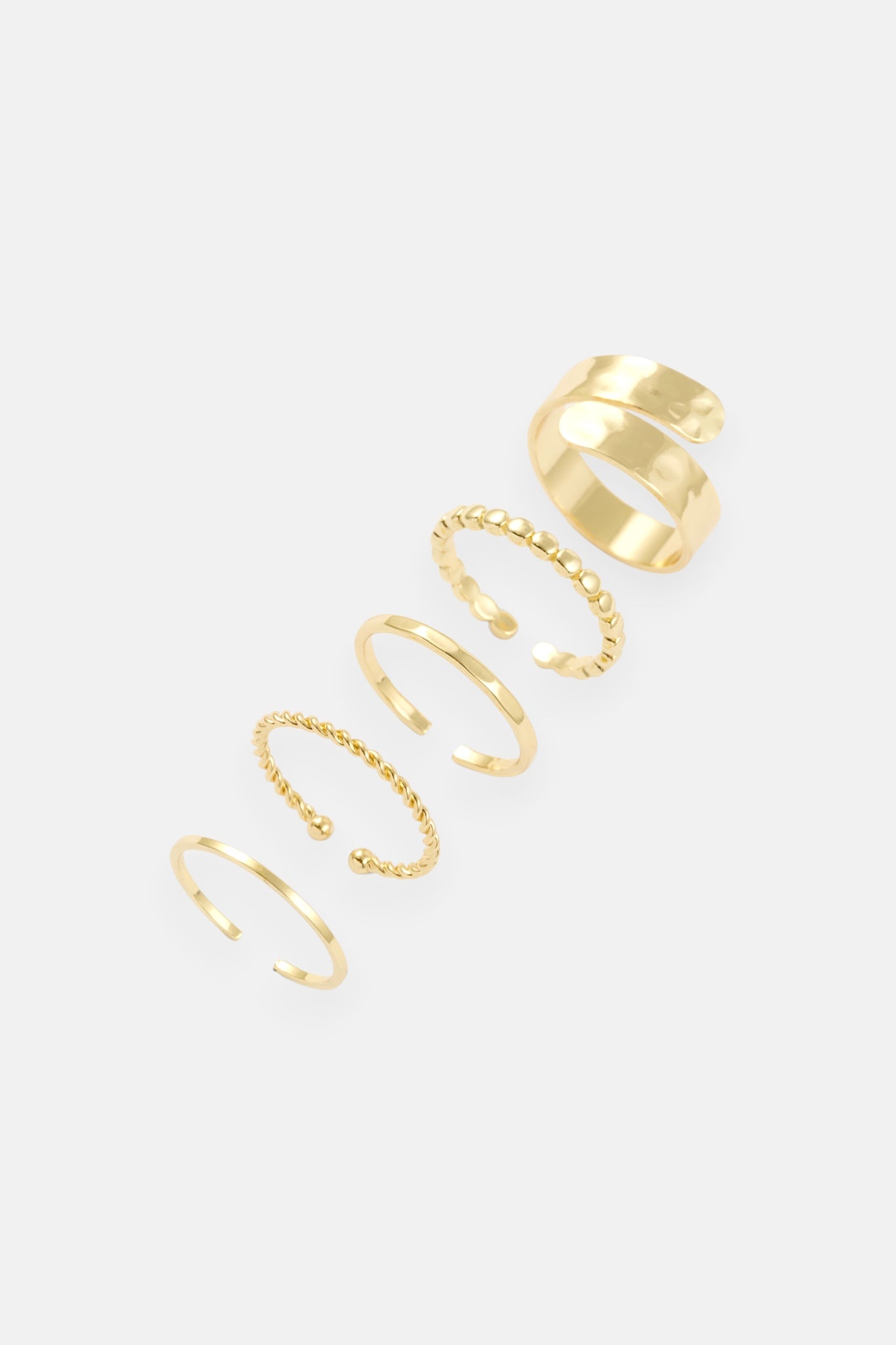 GOLD POLISHED MOLTEN CHUNKY WRAP 3 RING ADJ PACK